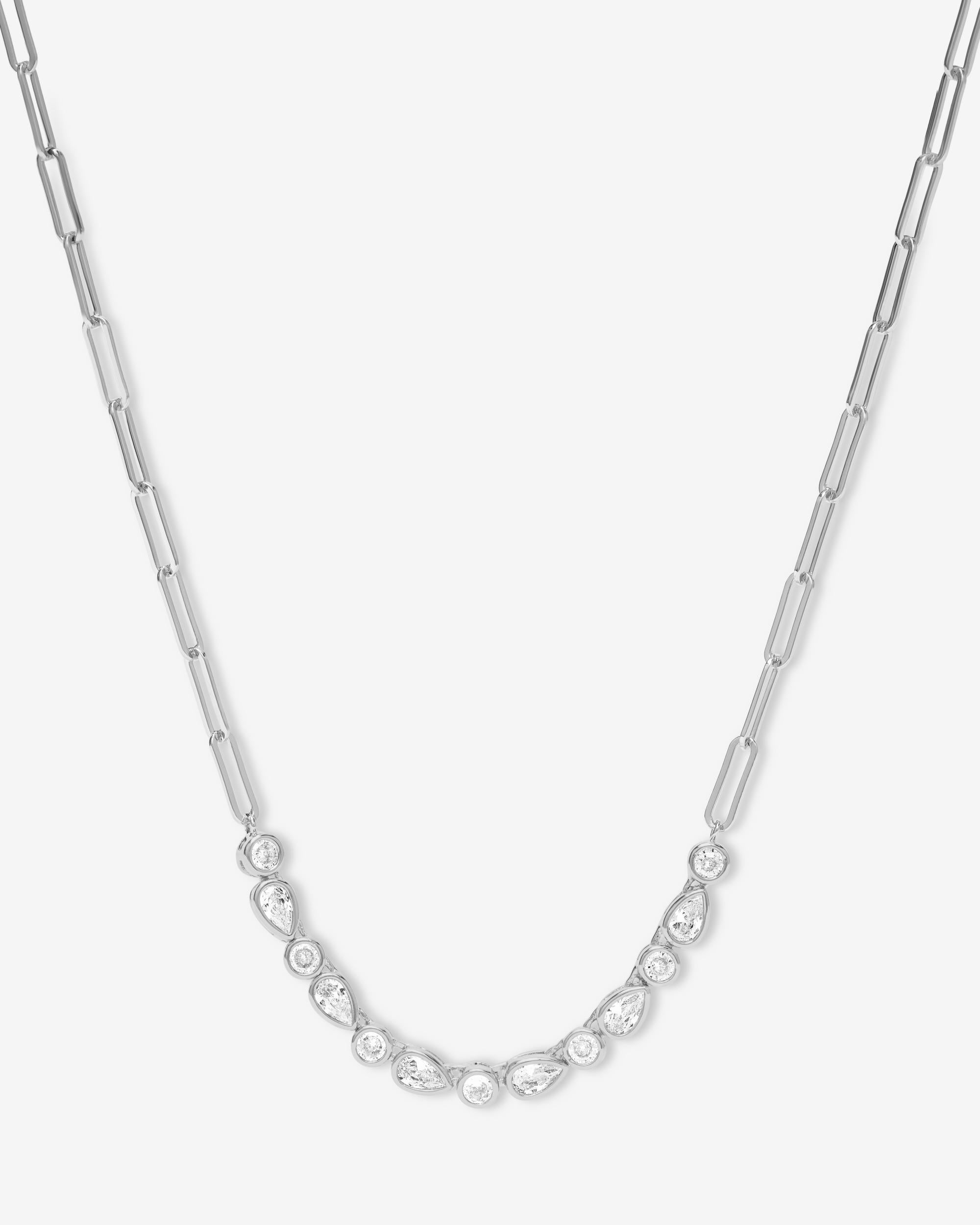 Isla Samantha Tennis Necklace - Silver|White Diamondettes