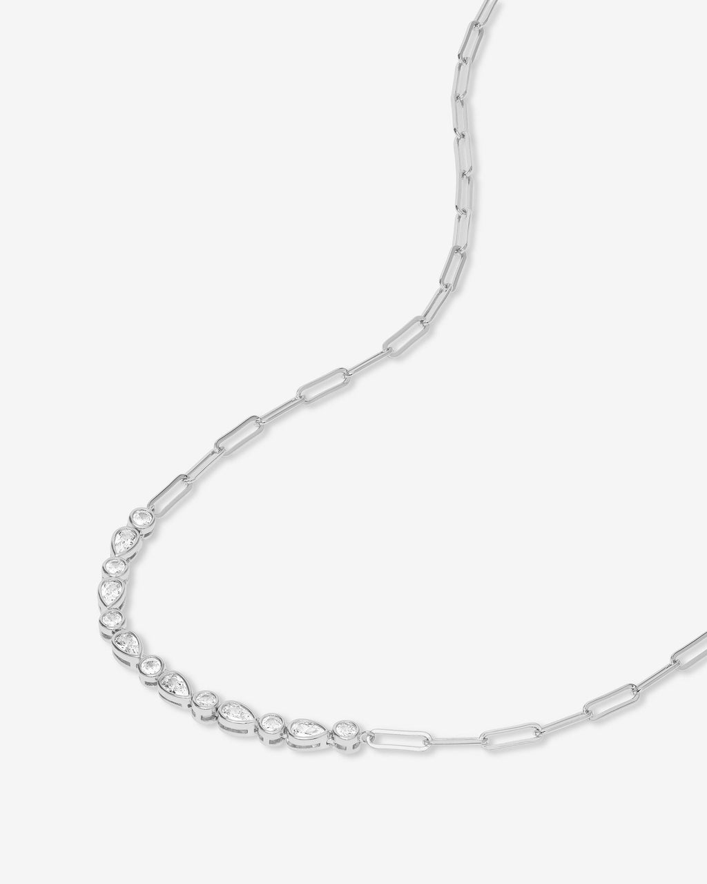 Isla Samantha Tennis Necklace - Silver|White Diamondettes