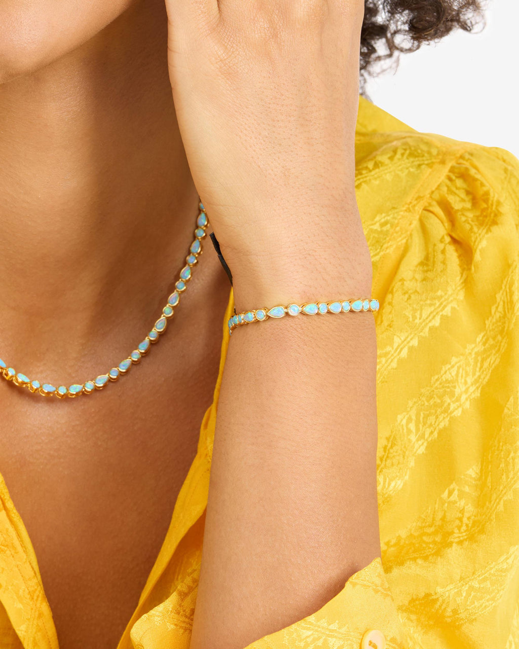 Isla Tennis Bracelet 3mm - Gold|Blue Opal