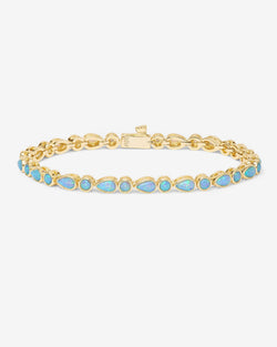 Isla Tennis Bracelet 3mm - Gold|Blue Opal