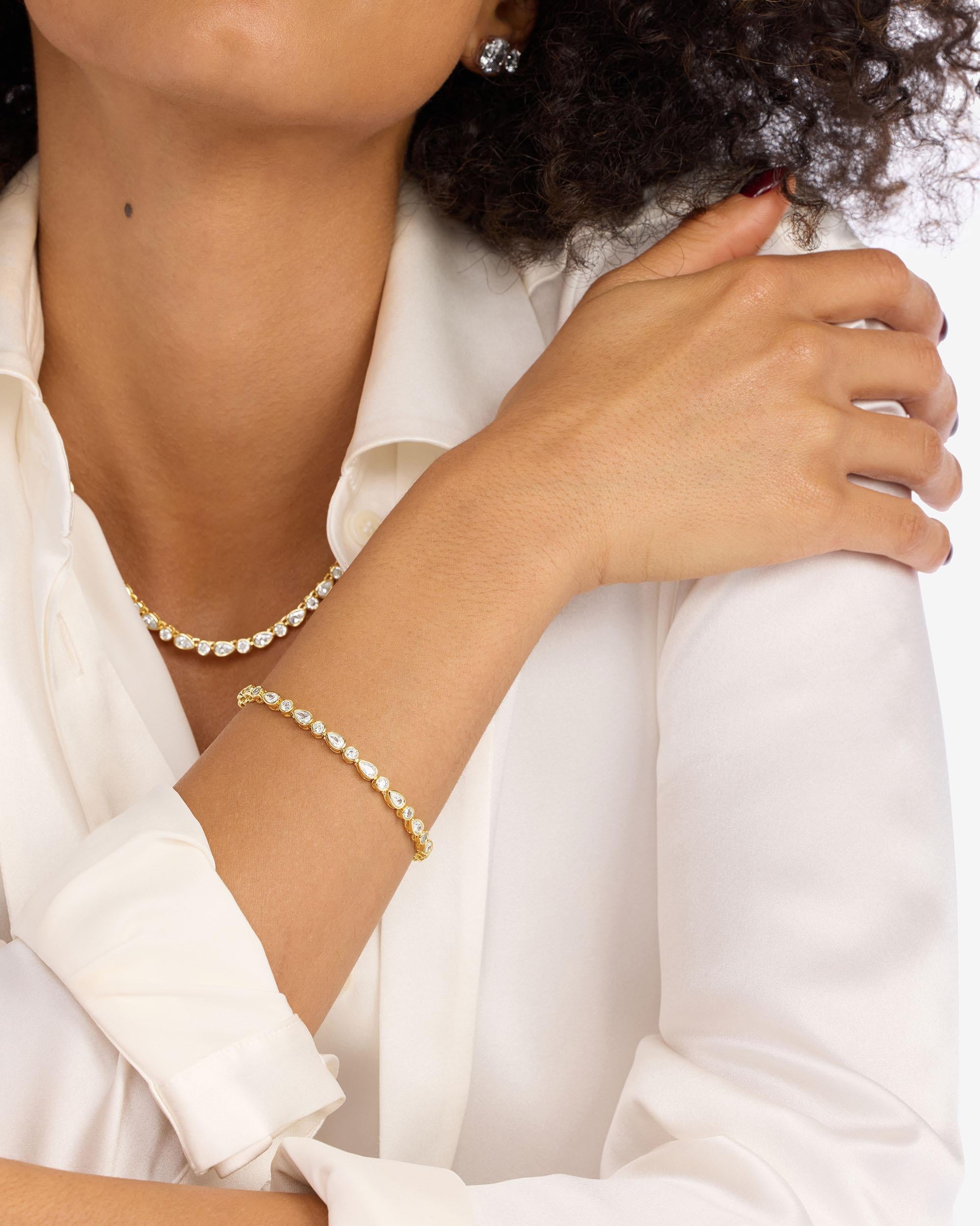 Isla Tennis Bracelet 3mm - Gold|White Diamondettes