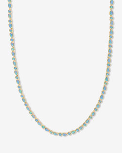 Isla Tennis Necklace 3mm - Gold|Blue Opal