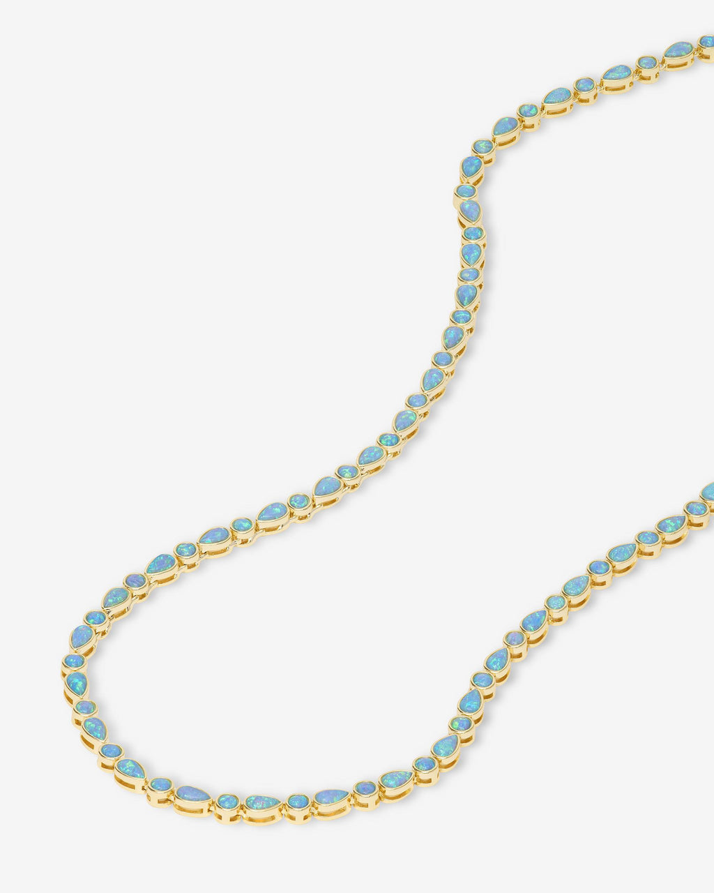 Isla Tennis Necklace 3mm - Gold|Blue Opal