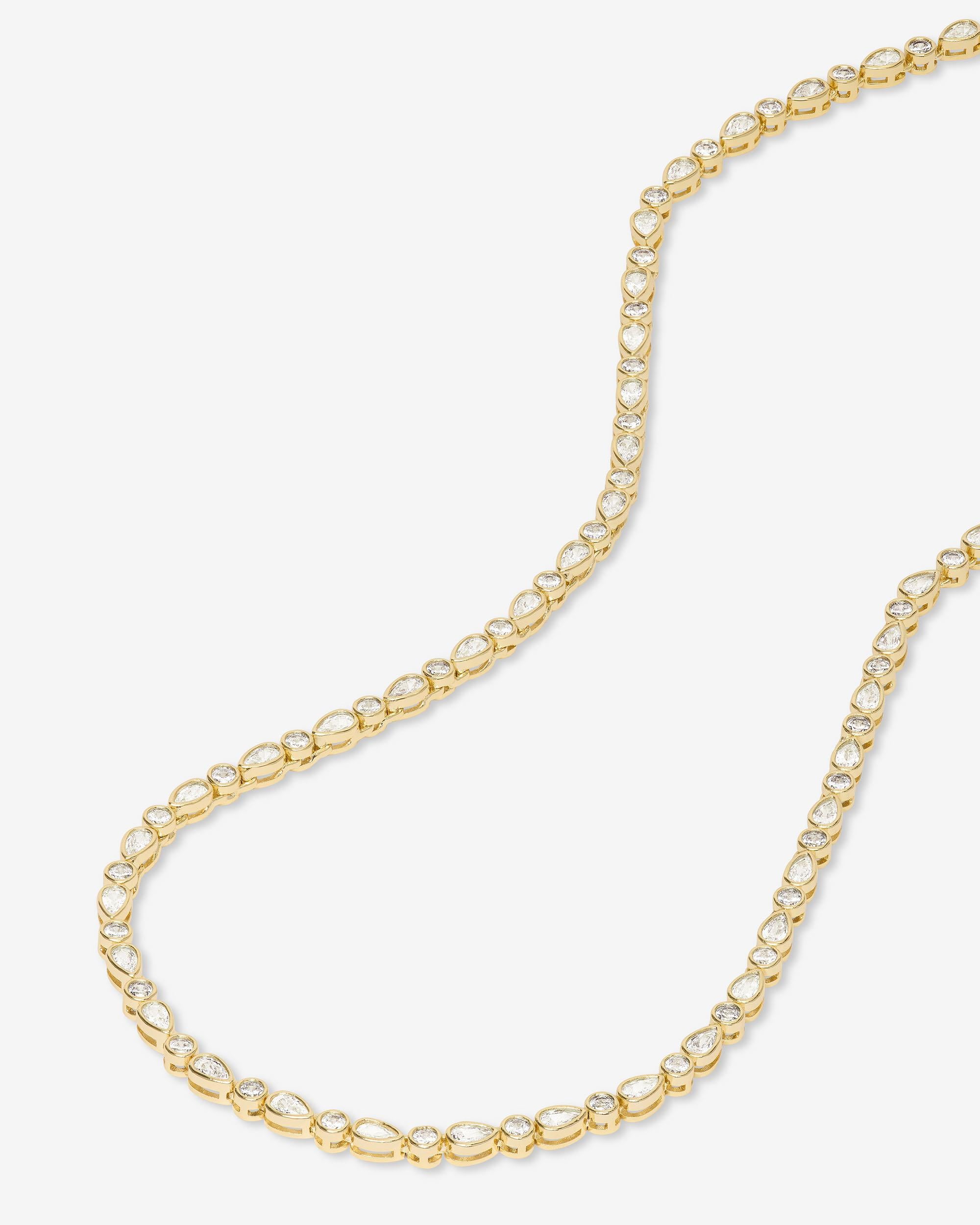 Isla Tennis Necklace 3mm - Gold|White Diamondettes