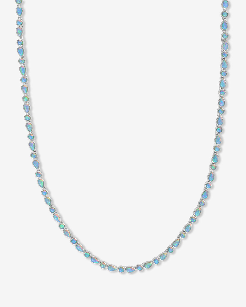 Isla Tennis Necklace 3mm - Silver|Blue Opal