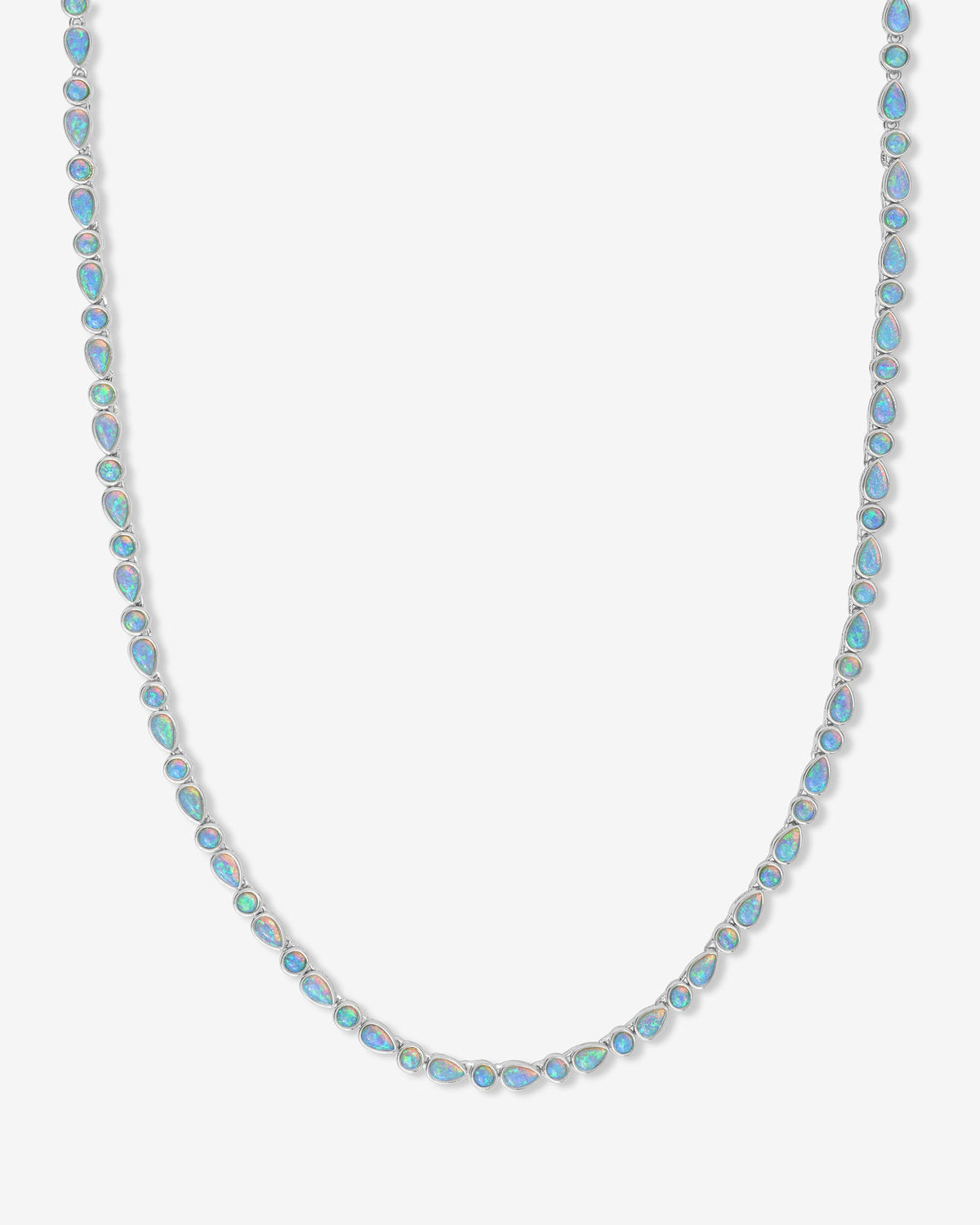 Isla 3mm Silver Blue Opal Tennis Necklace | Luxury Glow – Melinda Maria ...