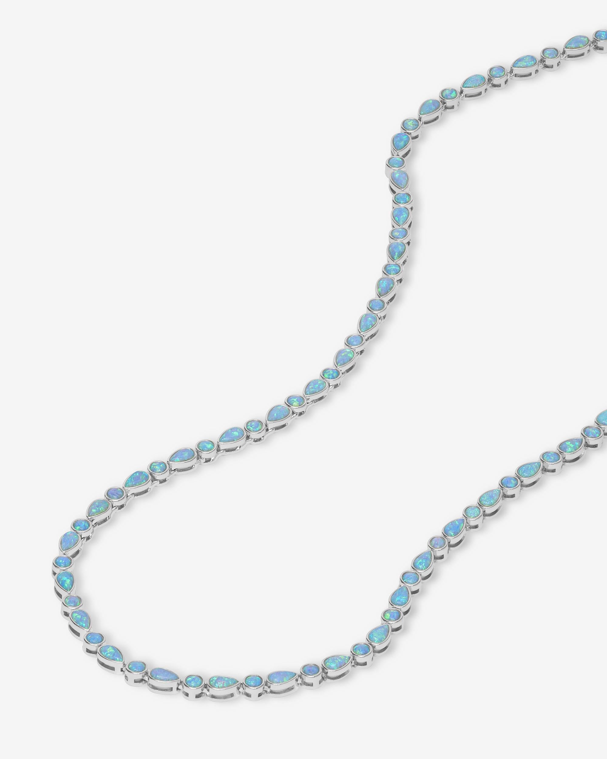 Isla Tennis Necklace 3mm - Silver|Blue Opal