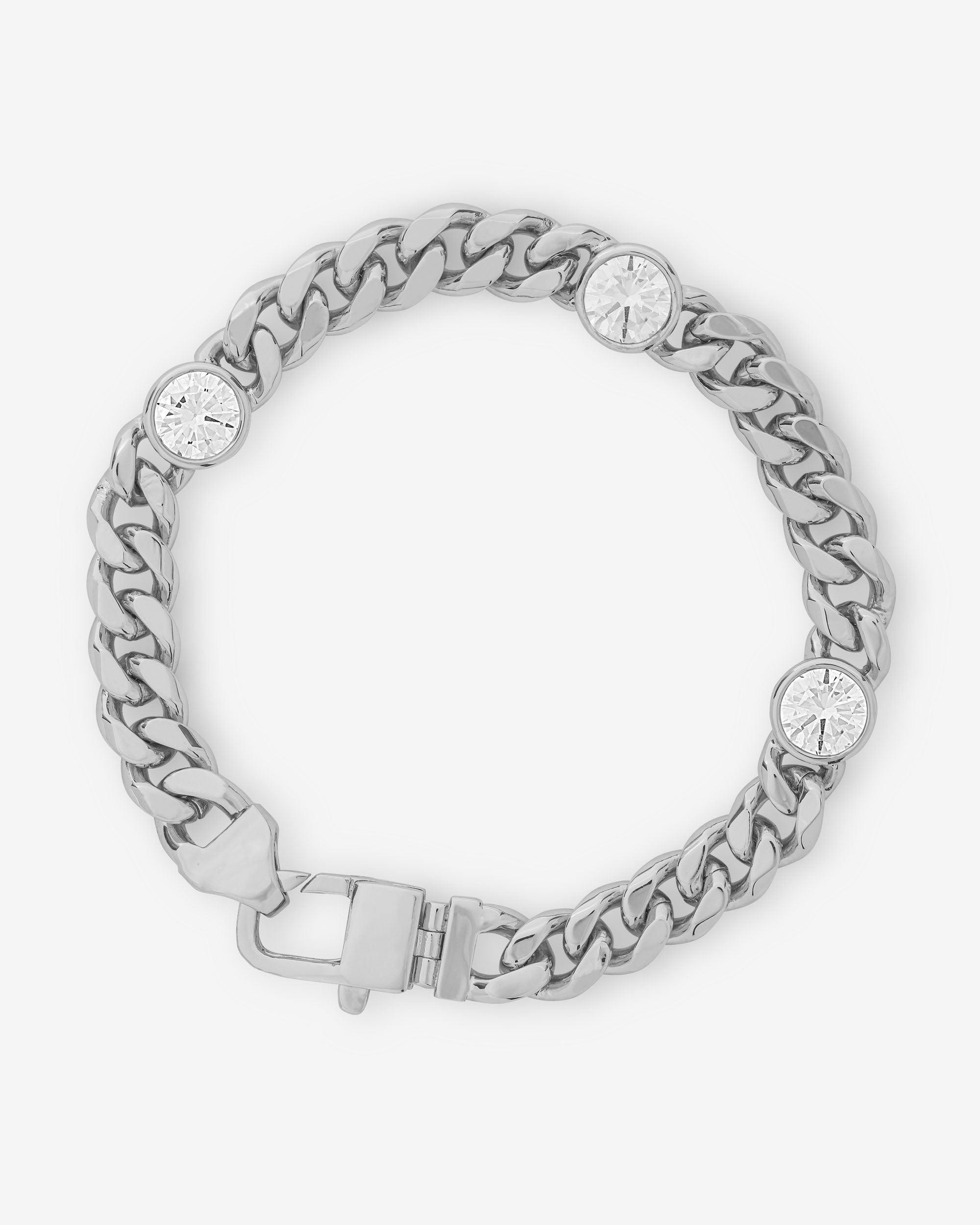 Julian Triple Diamond Bracelet 6.8mm - Silver|White Diamondettes