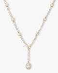 She's an Icon Lariat Necklace 18" - Gold|White Diamondettes