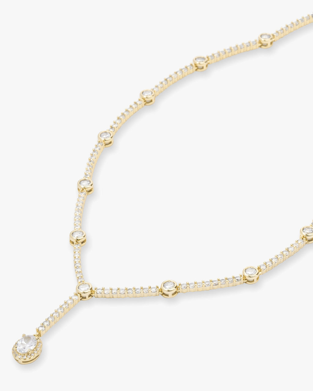 She's an Icon Lariat Necklace 16" - Gold|White Diamondettes