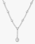 She's an Icon Lariat Necklace 16" - Silver|White Diamondettes