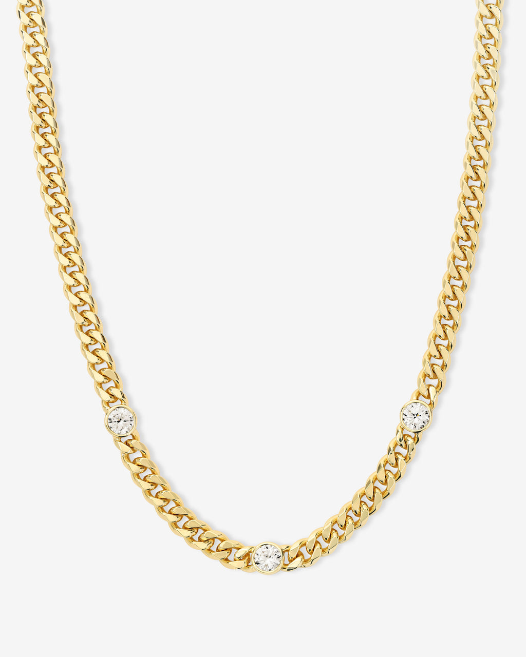 Julian Triple Diamond Necklace 7mm - Gold|White Diamondettes