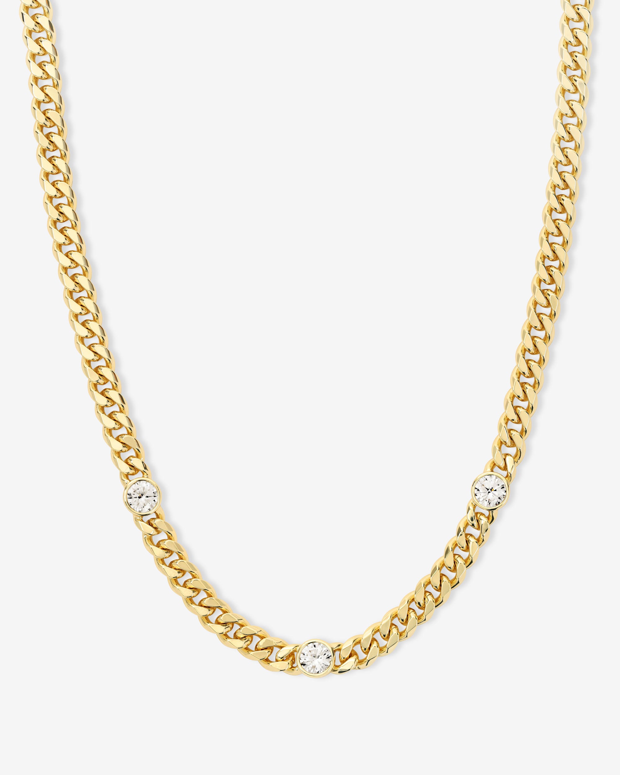 Julian Triple Diamond Necklace 7mm - Gold|White Diamondettes