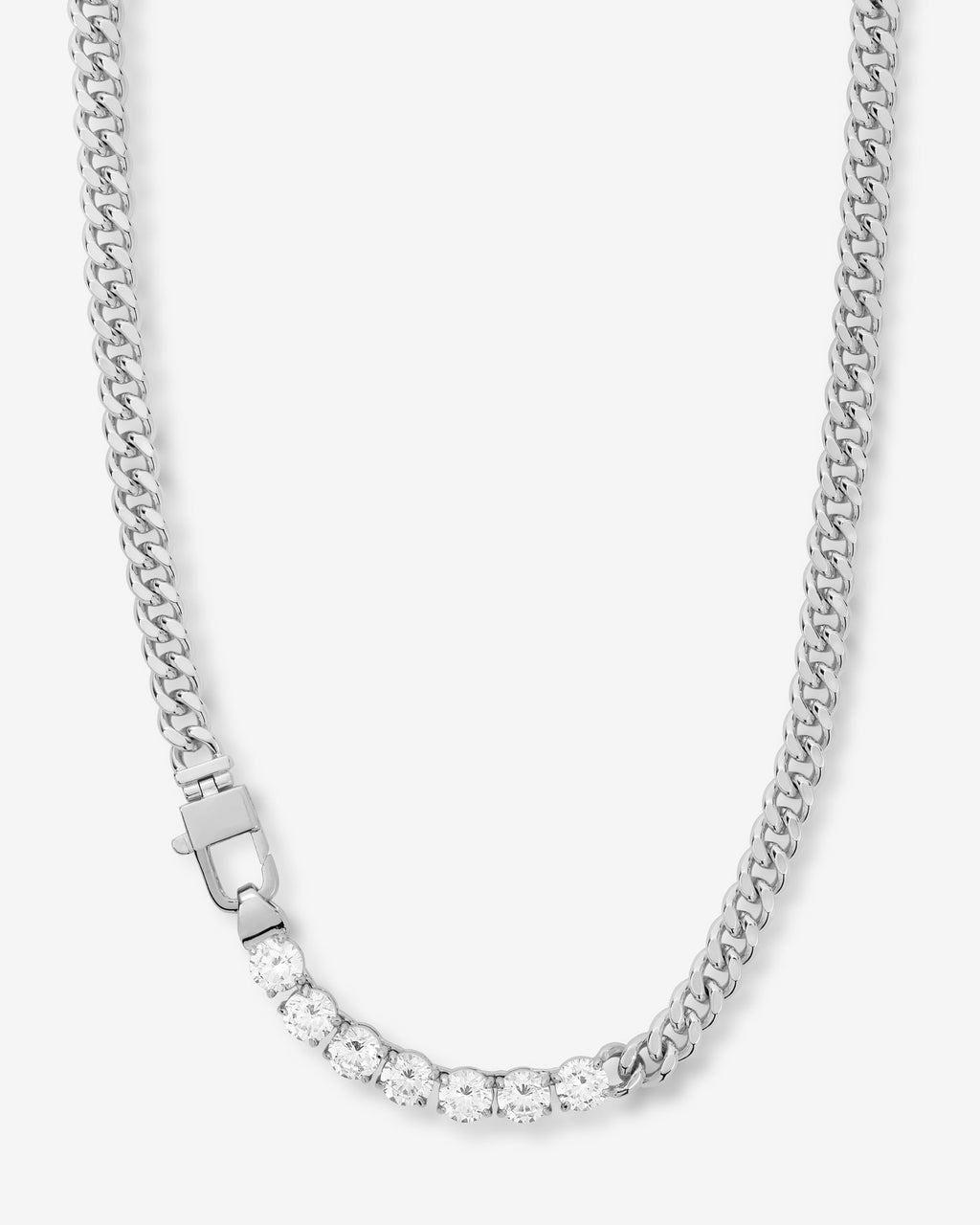Julian Loves Diamonds Necklace 6.8mm - Silver Cuban Chain