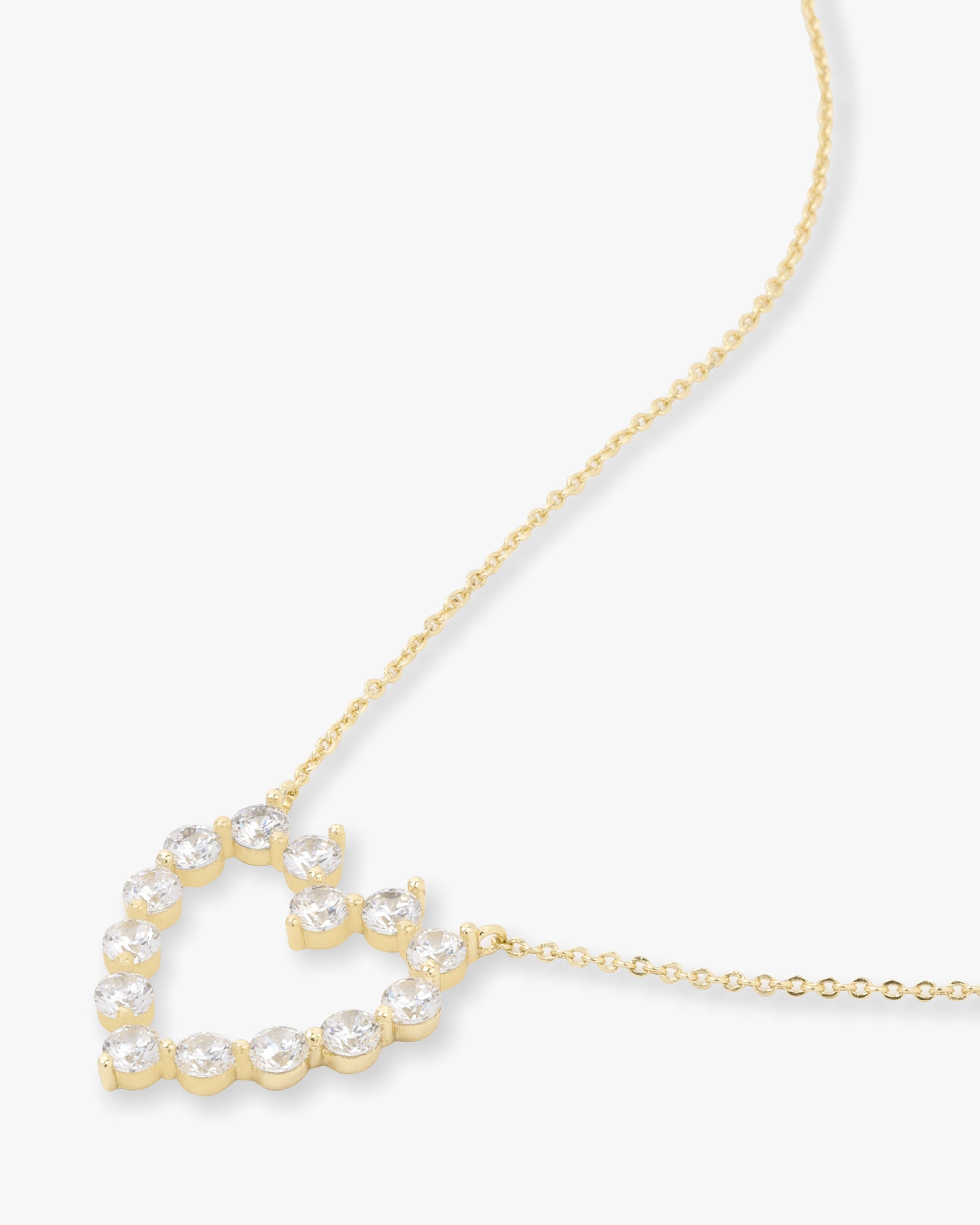 She's an Icon Small Heart Necklace - Gold|White Diamondettes