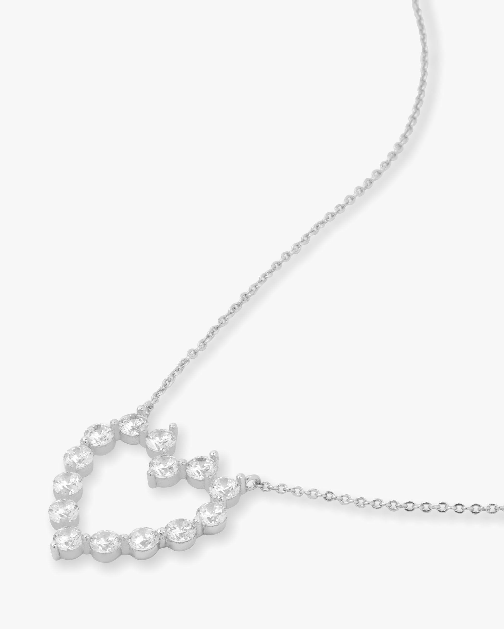 She's an Icon Small Heart Necklace - Silver|White Diamondettes