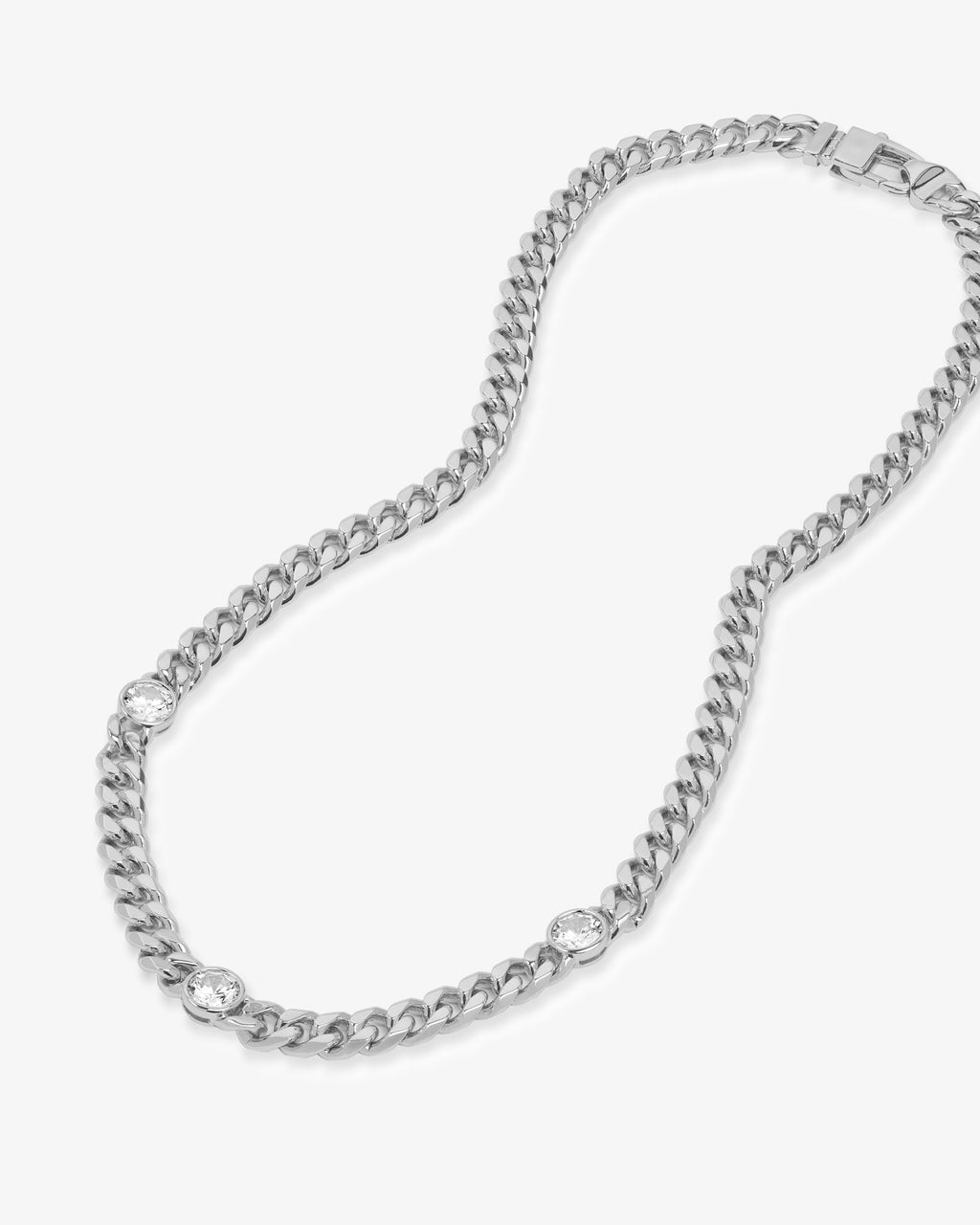 Julian Triple Diamond Necklace 7mm - Silver|White Diamondettes