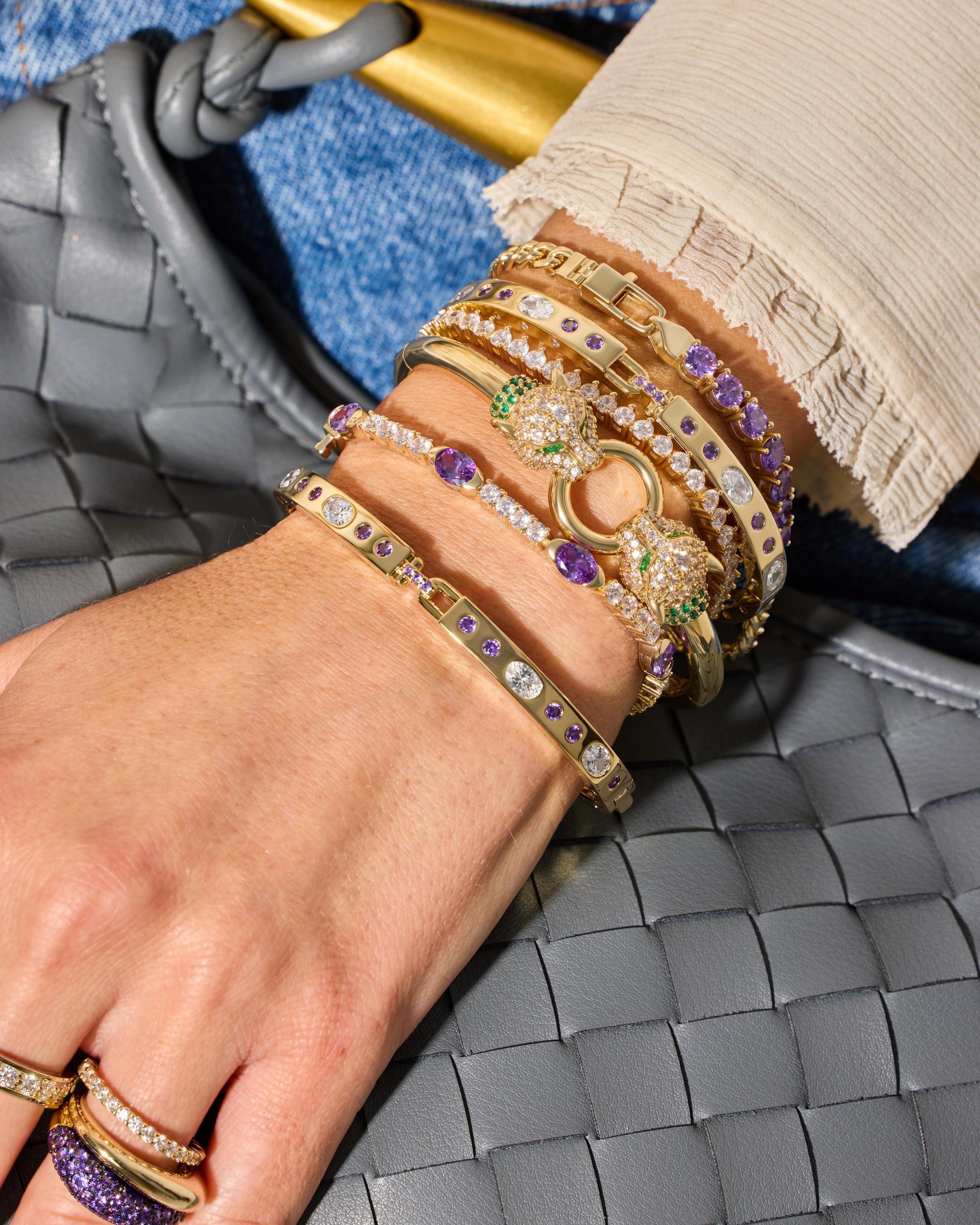 Ashley Sunset Lock Cuff 6mm - Gold|Lavender Amethyst