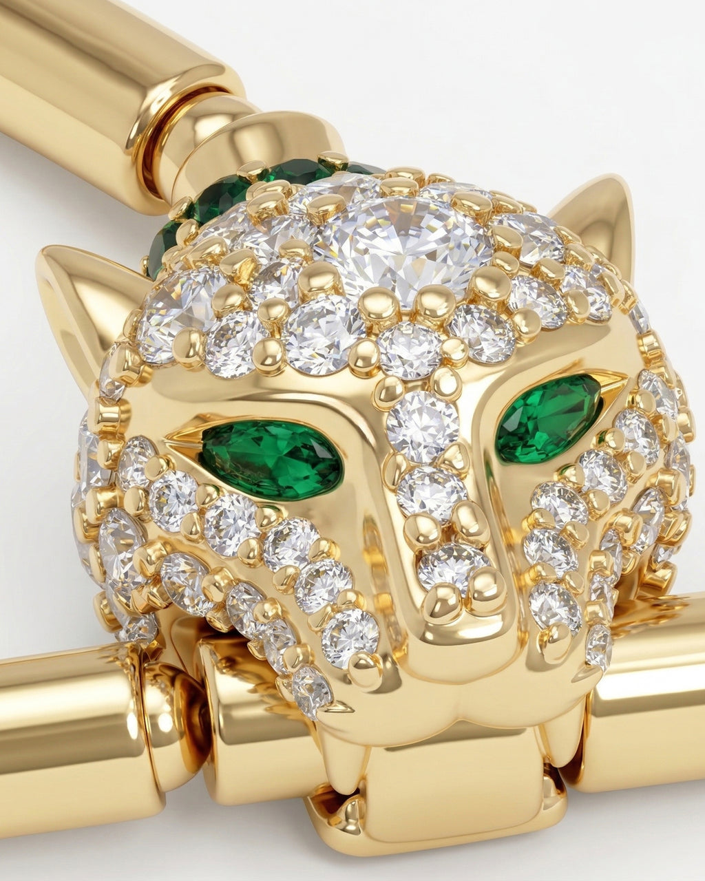 Jaguar Bolo Lariat Necklace - Gold|White Diamondettes