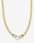 Jaguar Cuban Chain Necklace 6.8mm - Gold|White Diamondettes