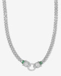 Jaguar Cuban Chain Necklace 6.8mm - Silver|White Diamondettes