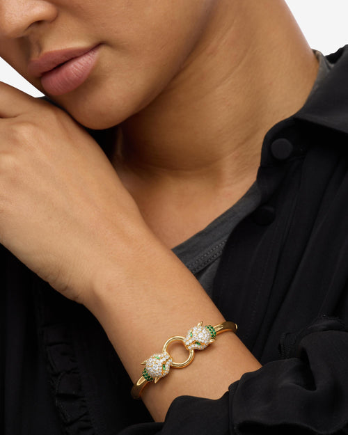 Jaguar Cuff Bracelet - Gold|White Diamondettes