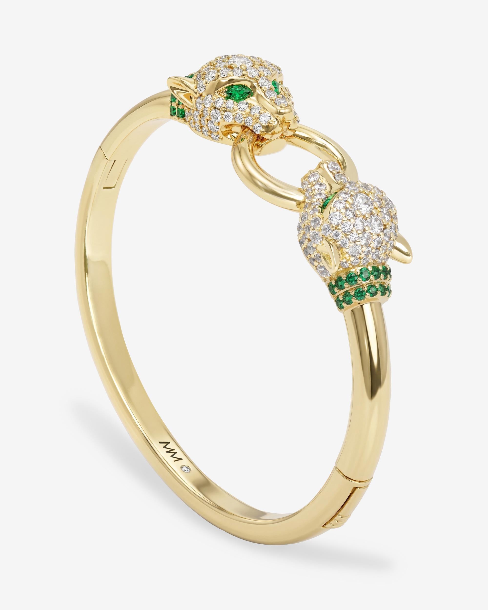 Jaguar Cuff Bracelet - Gold|White Diamondettes