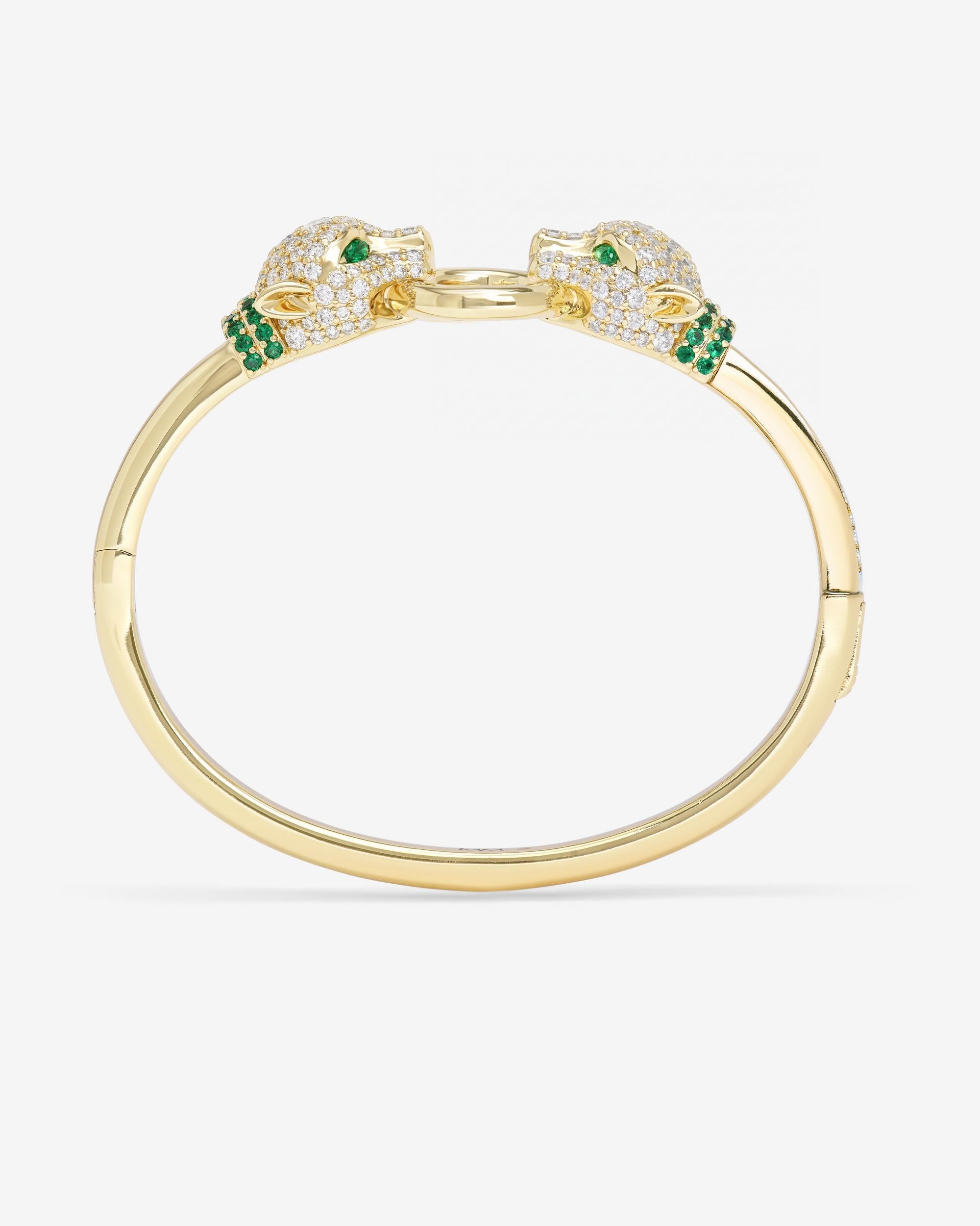 Jaguar Cuff Bracelet - Gold|White Diamondettes