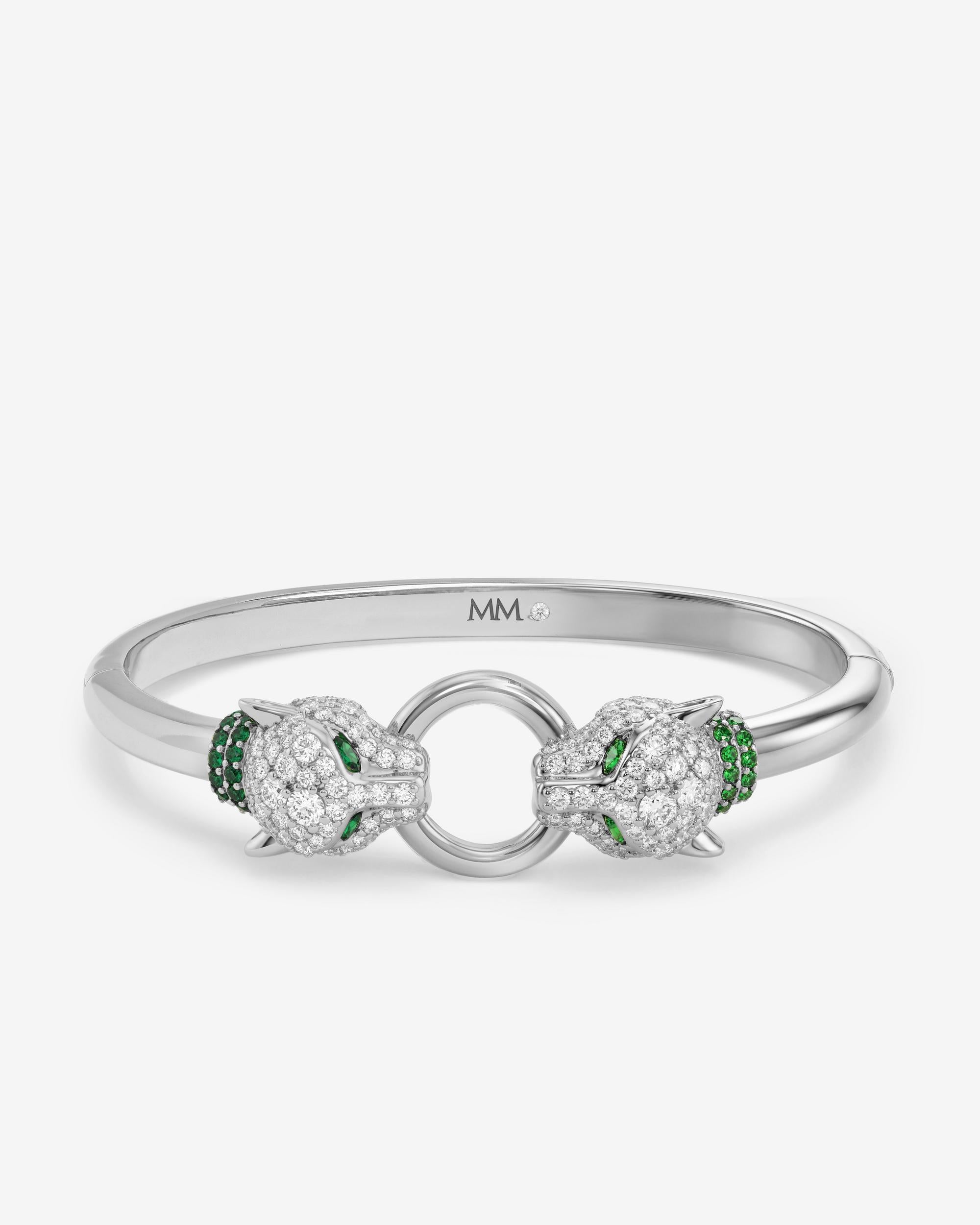 Jaguar Cuff Bracelet - Silver|White Diamondettes