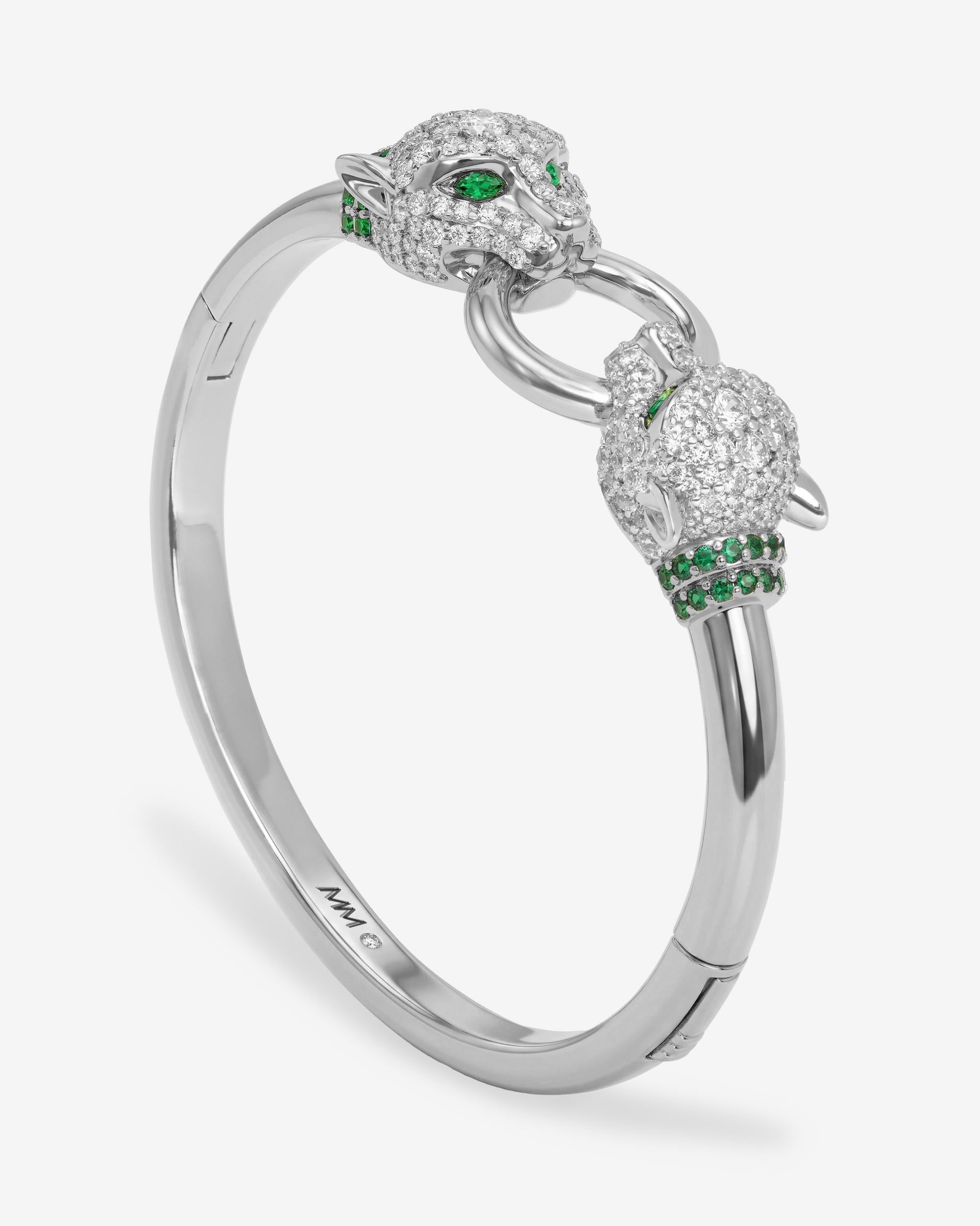 Jaguar Cuff Bracelet - Silver|White Diamondettes