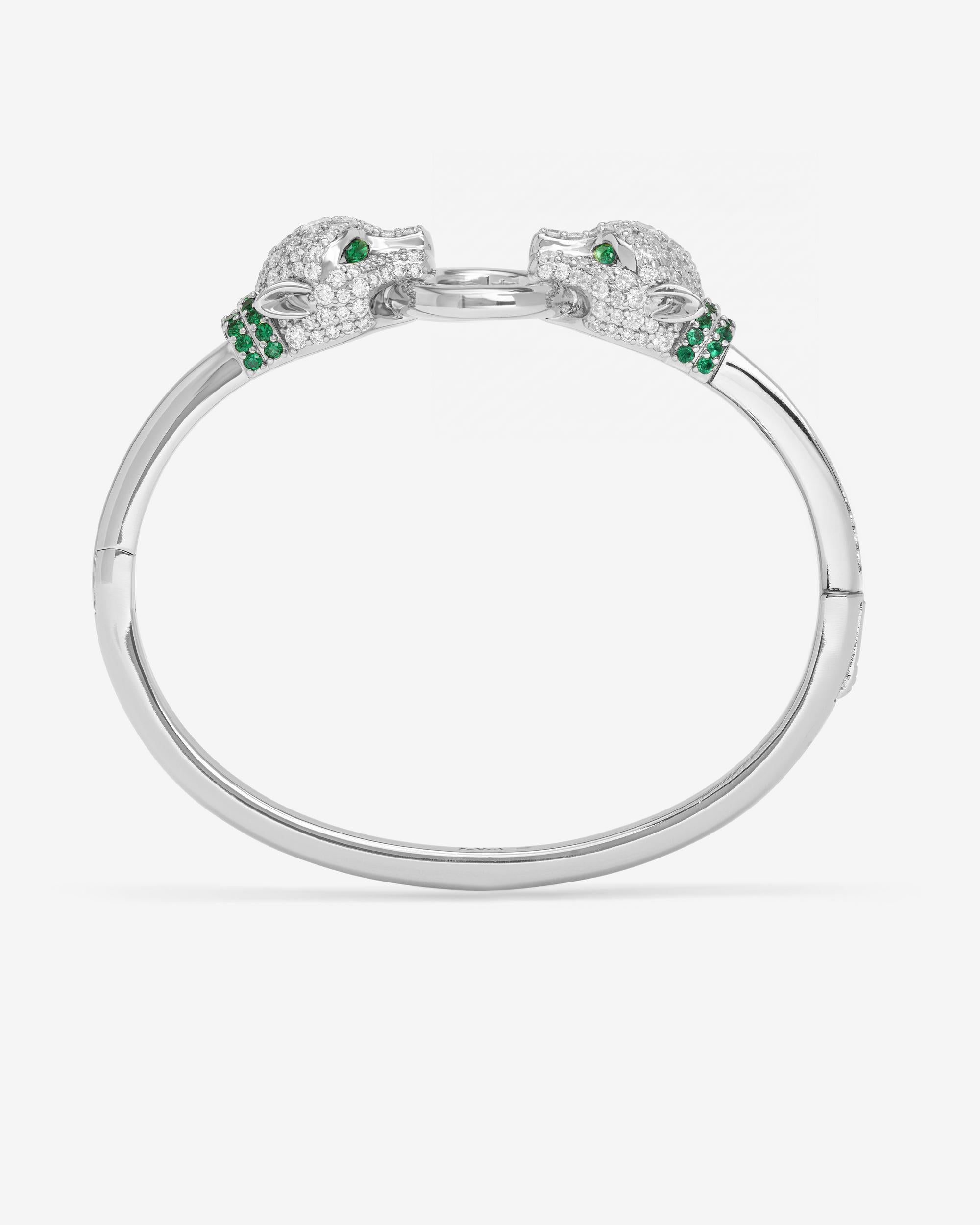 Jaguar Cuff Bracelet - Silver|White Diamondettes