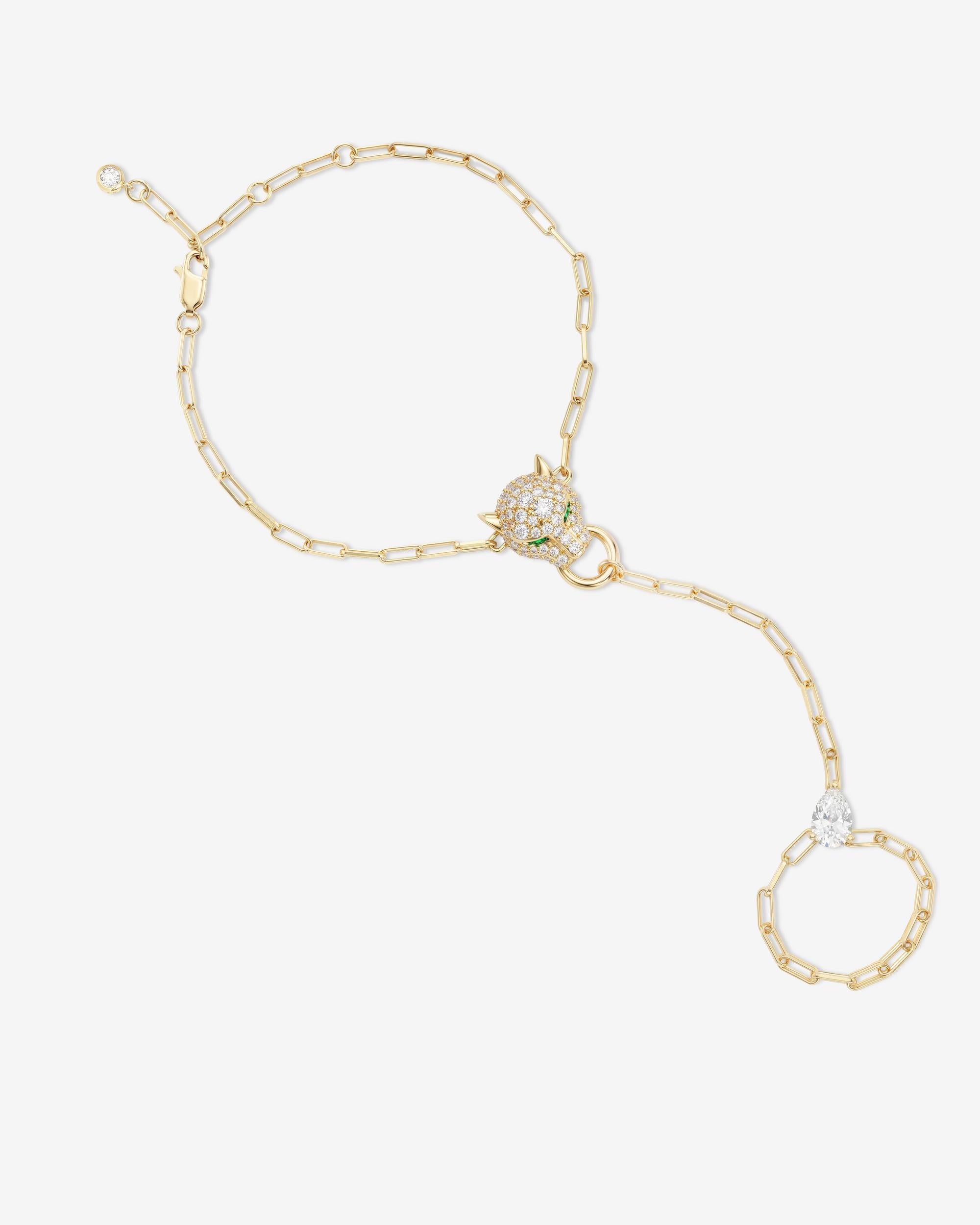 Jaguar Hand Chain - Gold|White Diamondettes