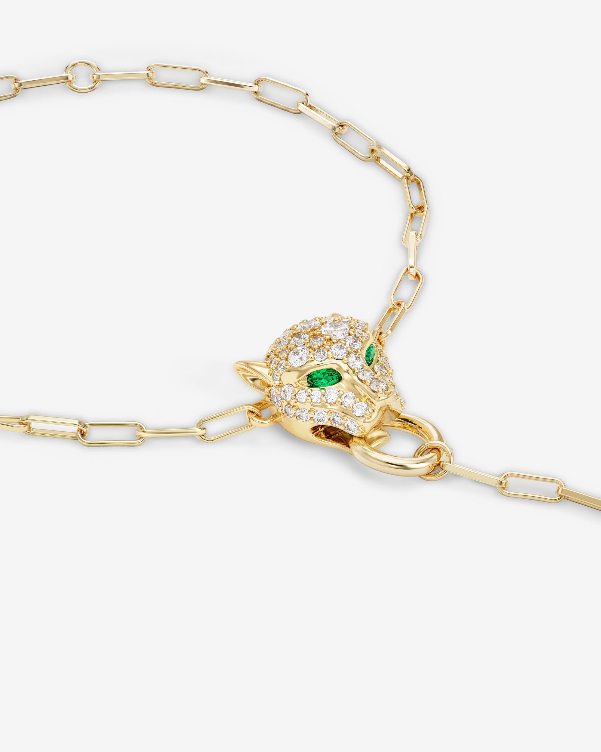 Jaguar Hand Chain - Gold|White Diamondettes