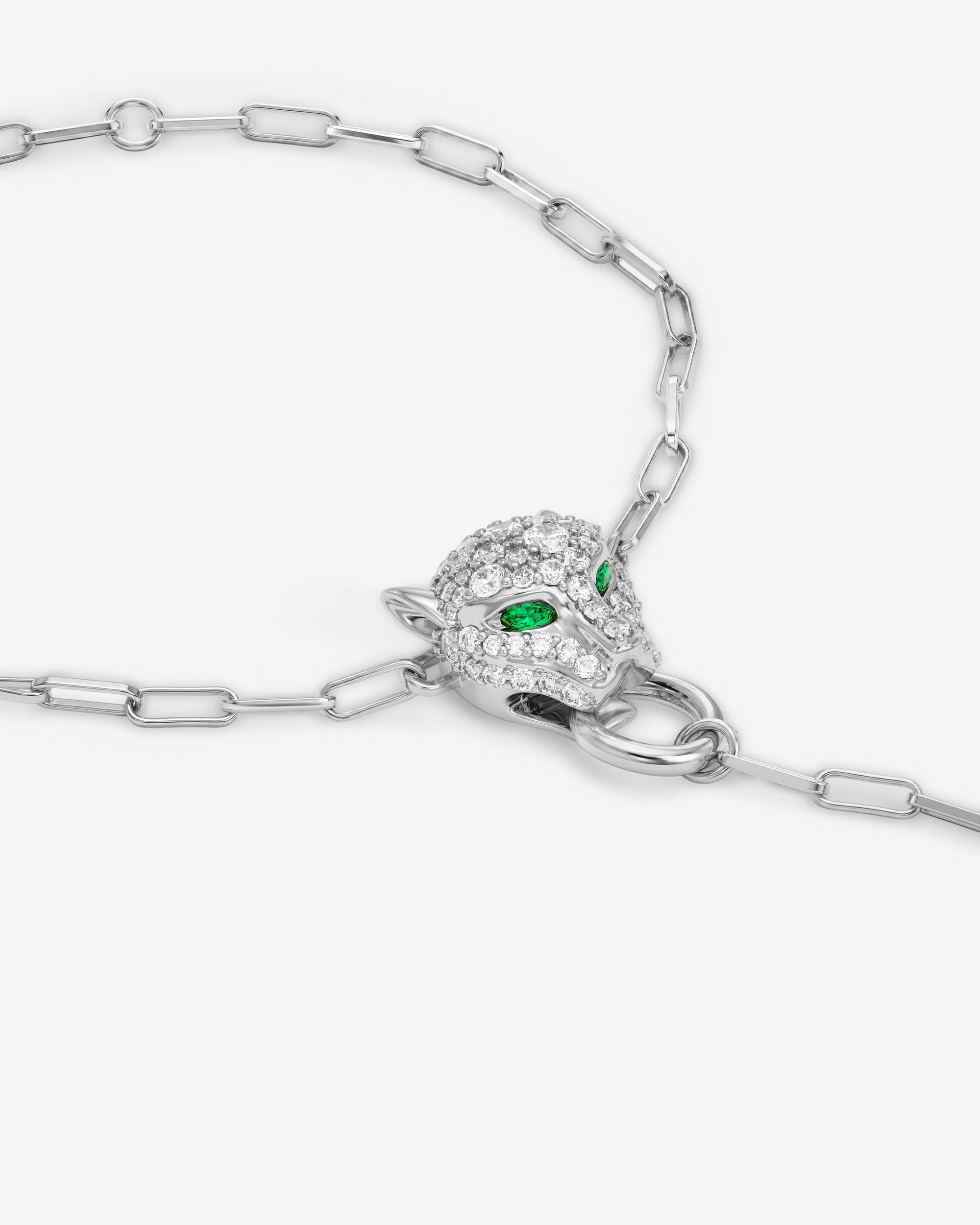 Jaguar Hand Chain - Silver|White Diamondettes
