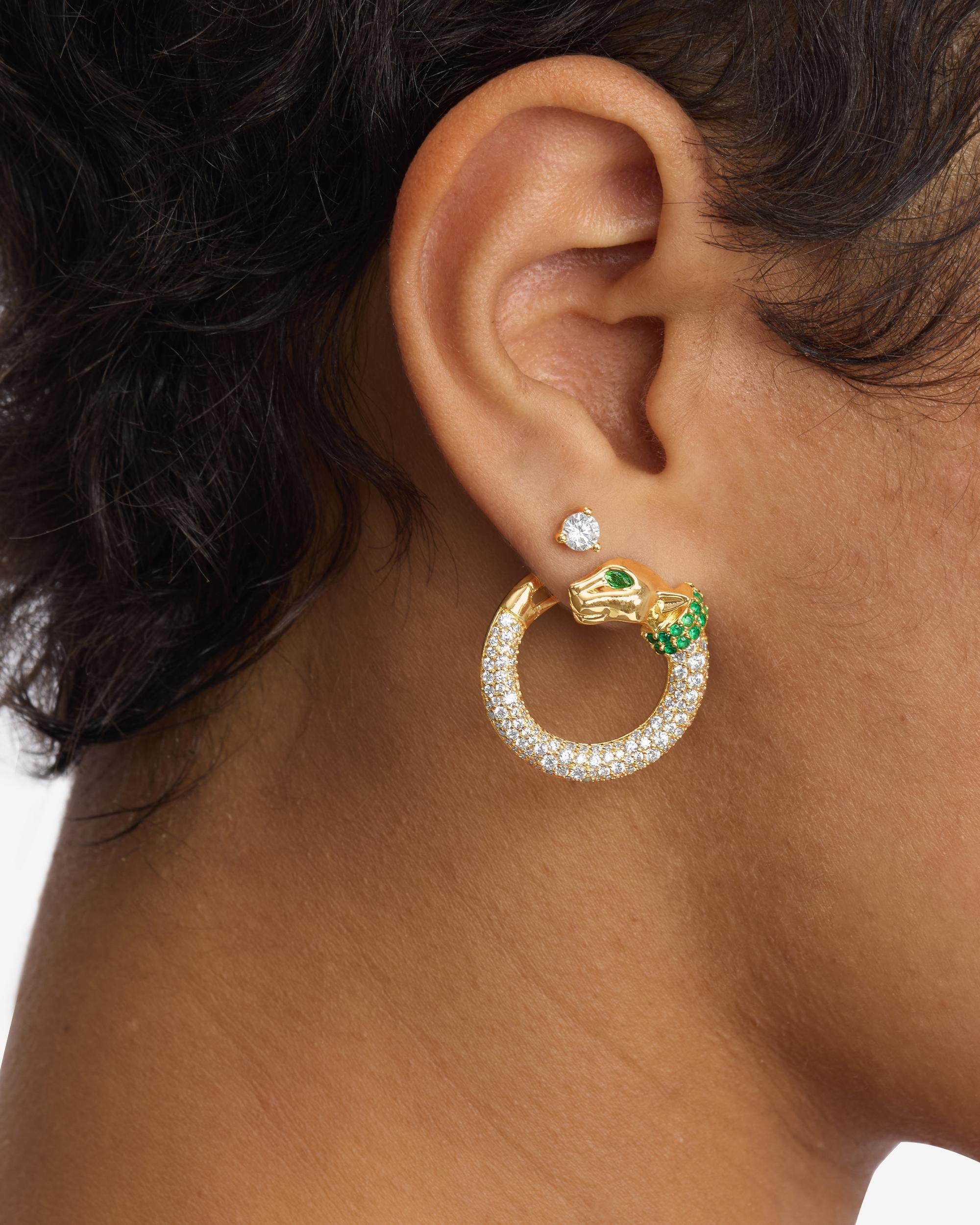 Jaguar Pavé Illusion Hoops - Gold|White Diamondettes