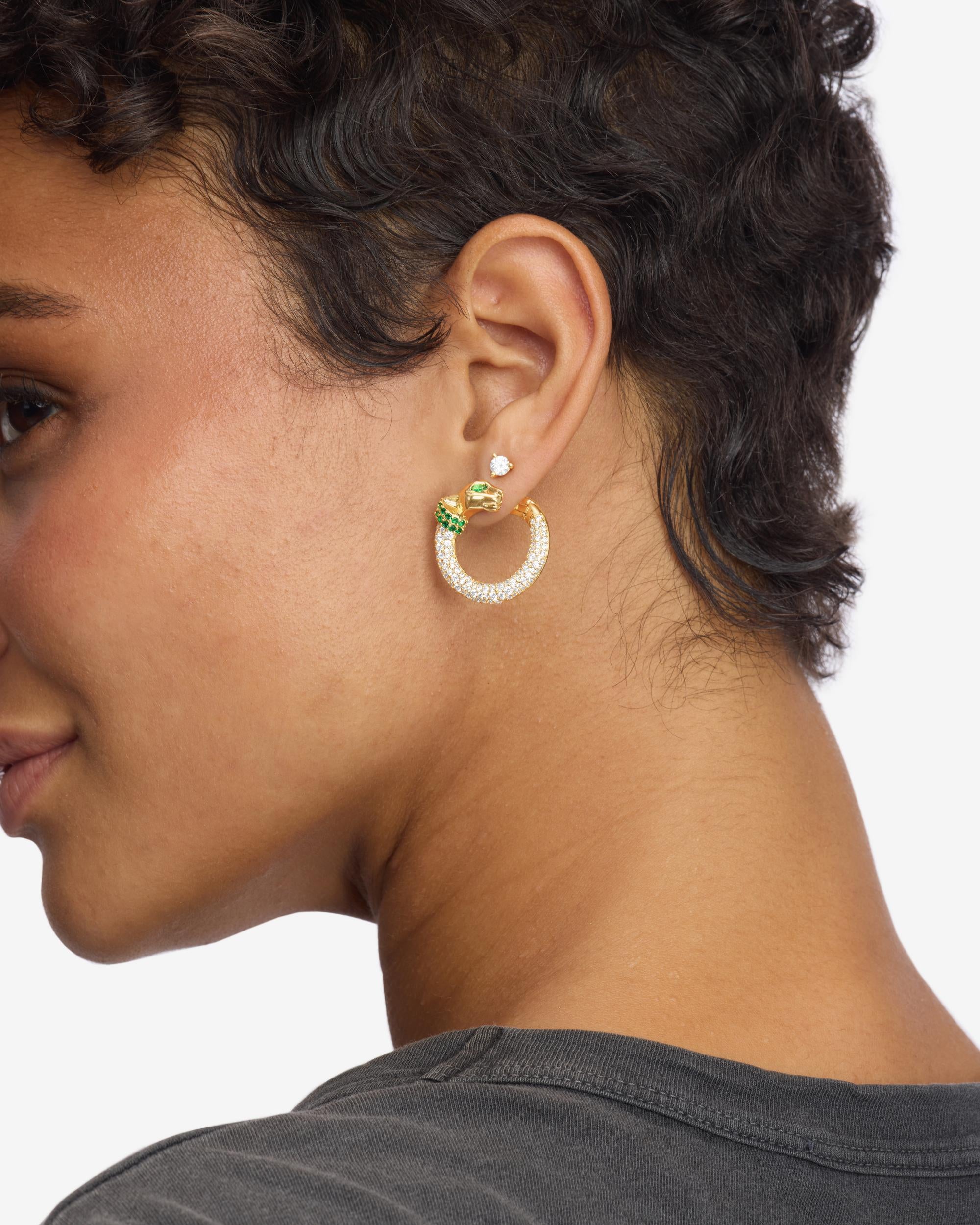 Jaguar Pavé Illusion Hoops - Gold|White Diamondettes