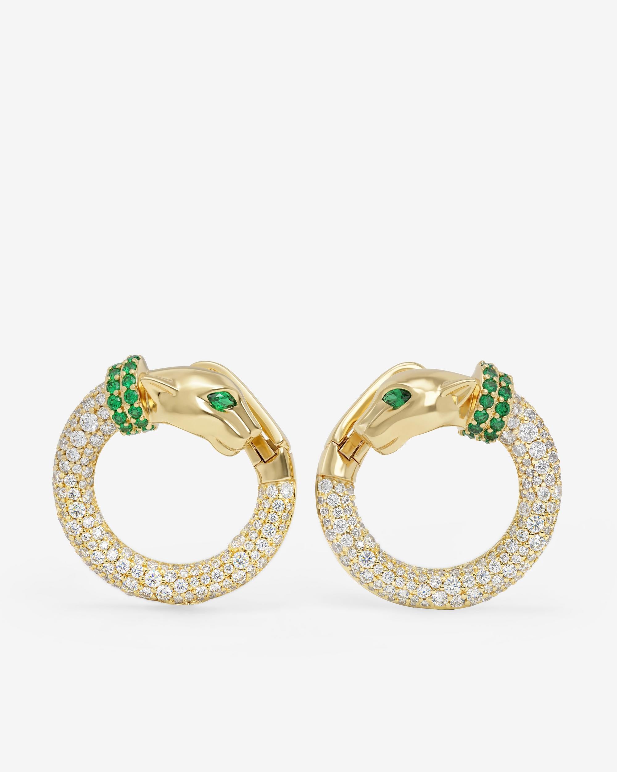 Jaguar Pavé Illusion Hoops - Gold|White Diamondettes