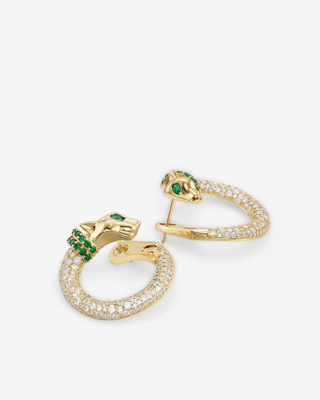 Jaguar Pavé Illusion Hoops - Gold|White Diamondettes