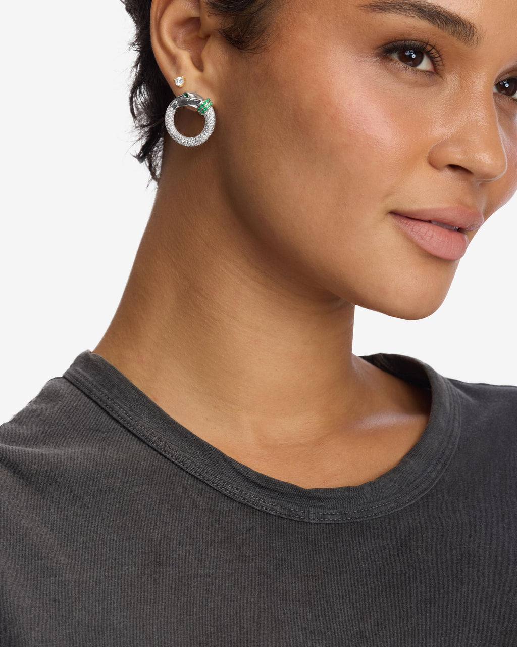 Jaguar Pavé Illusion Hoops - Silver|White Diamondettes