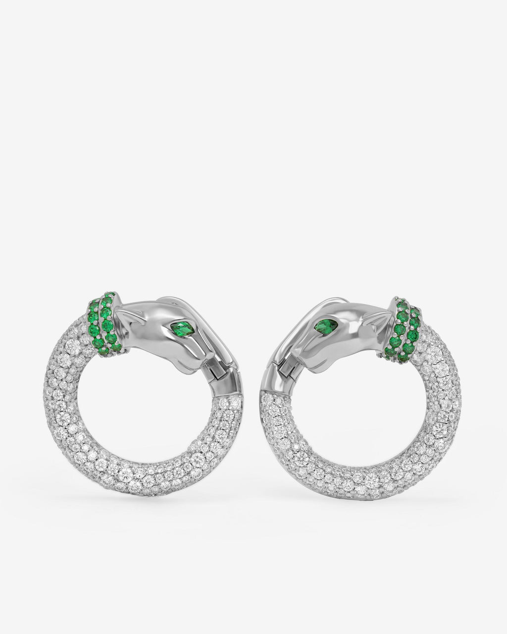 Jaguar Pavé Illusion Hoops - Silver|White Diamondettes