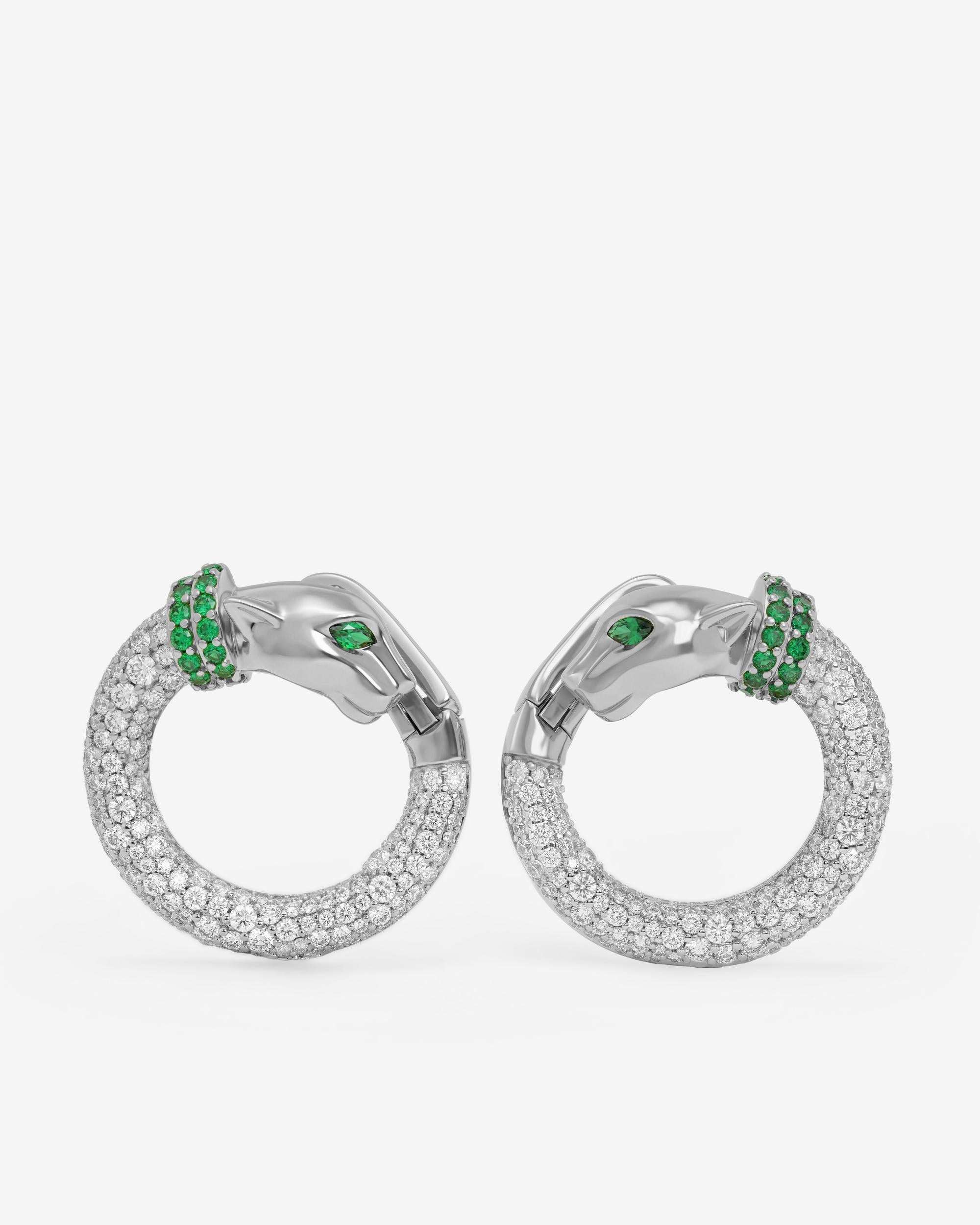 Jaguar Pavé Illusion Hoops - Silver|White Diamondettes
