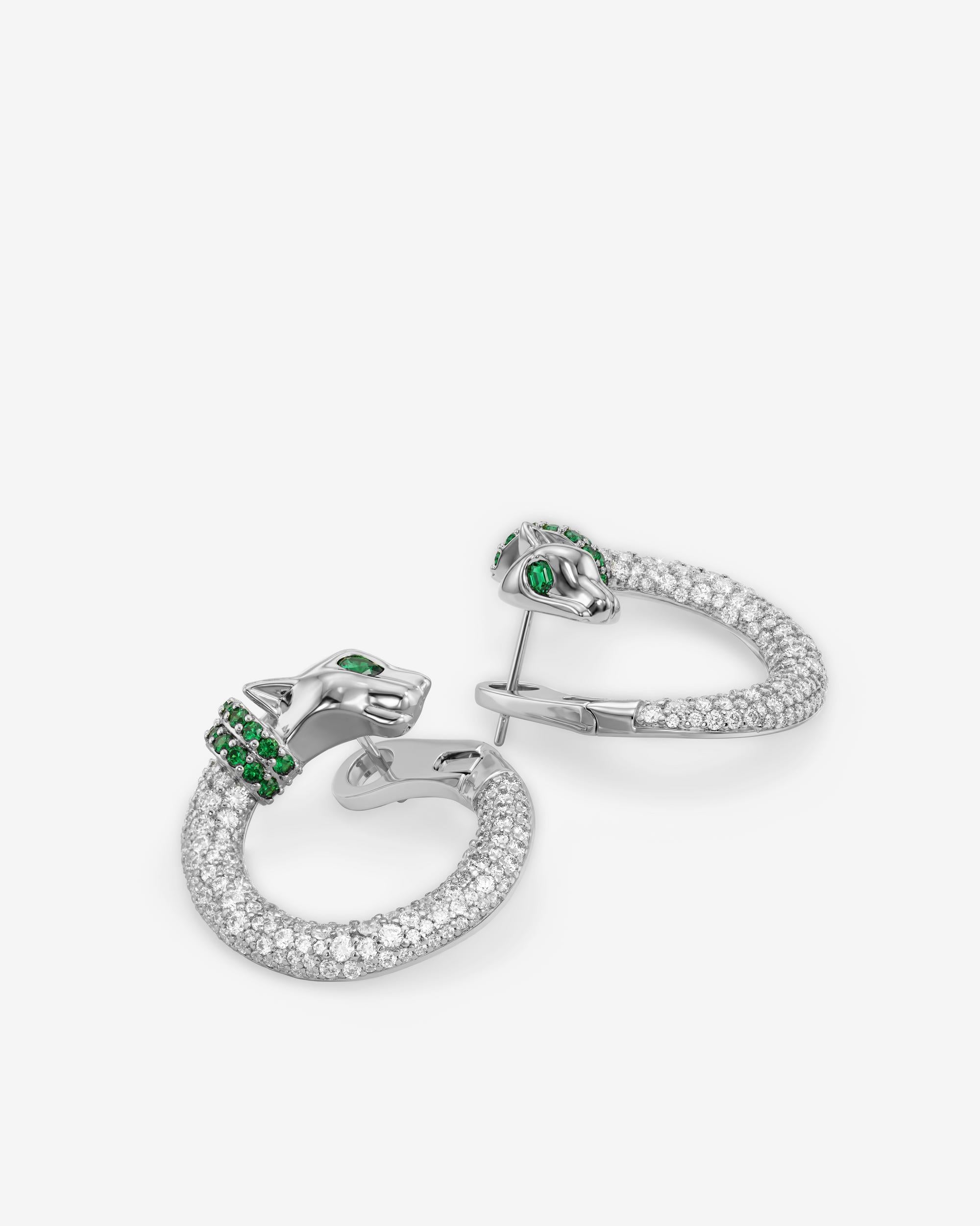 Jaguar Pavé Illusion Hoops - Silver|White Diamondettes