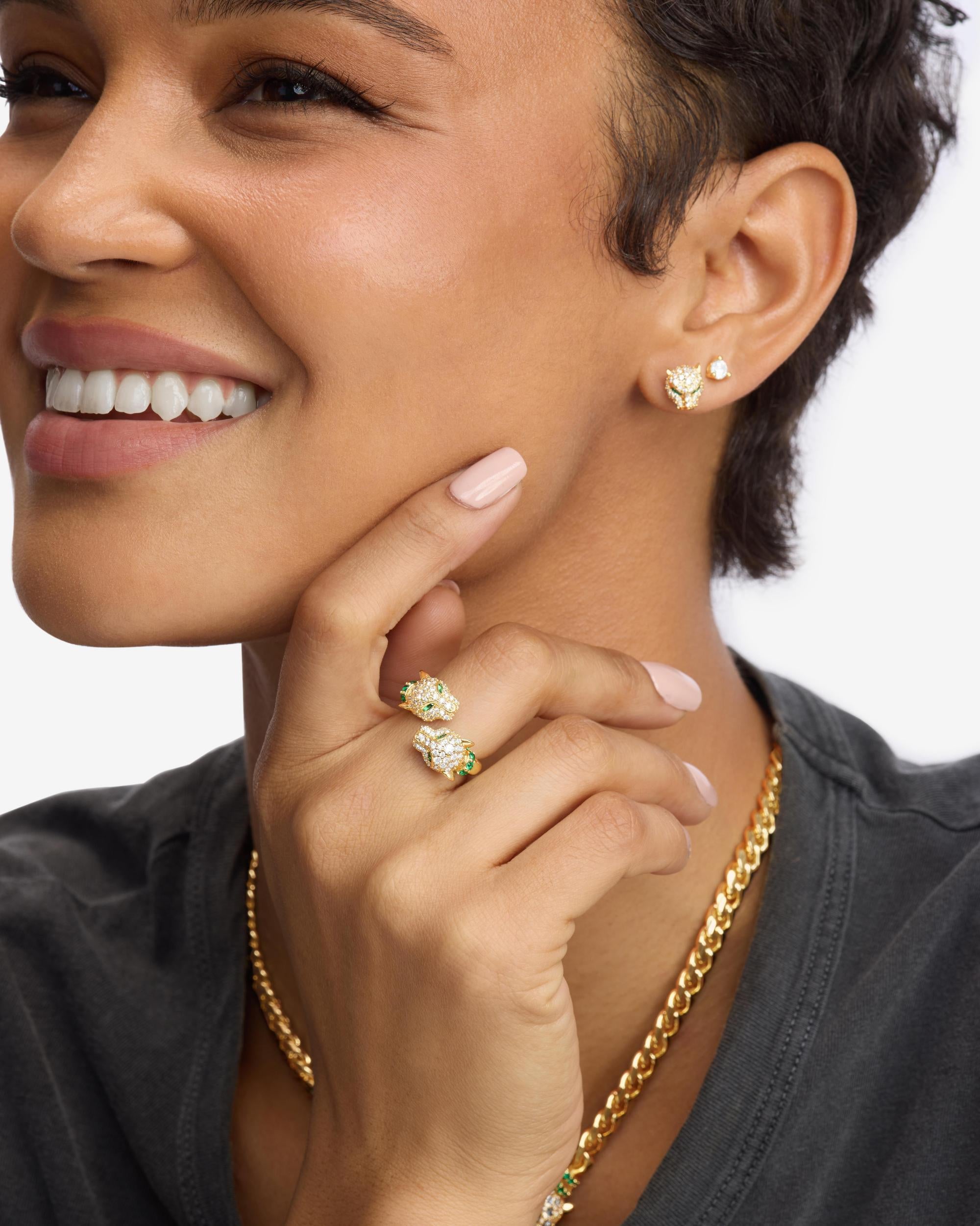 Jaguar Pavé Ring - Gold|White Diamondettes – Melinda Maria Jewelry