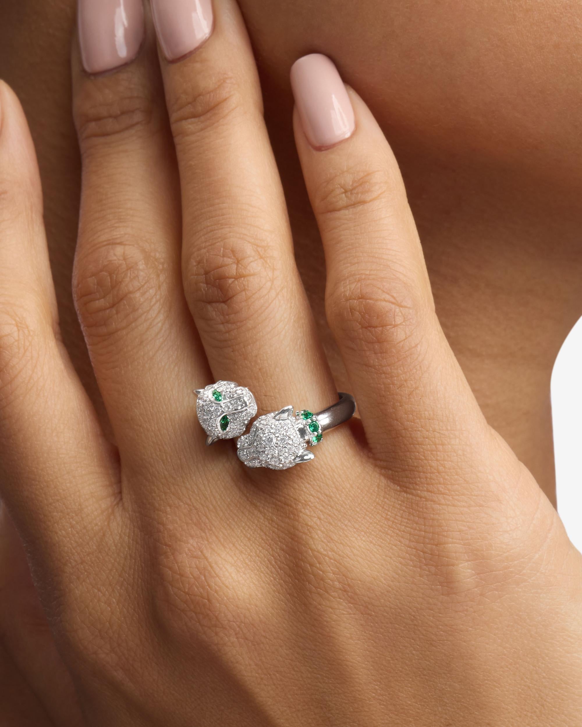 Jaguar Pavé Ring - Silver|White Diamondettes – Melinda Maria Jewelry