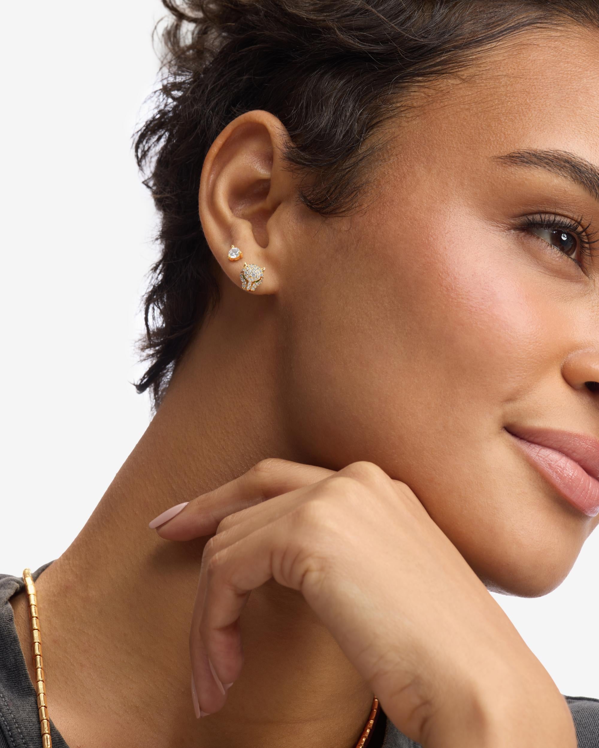 Jaguar Pavé Studs - Gold|White Diamondettes