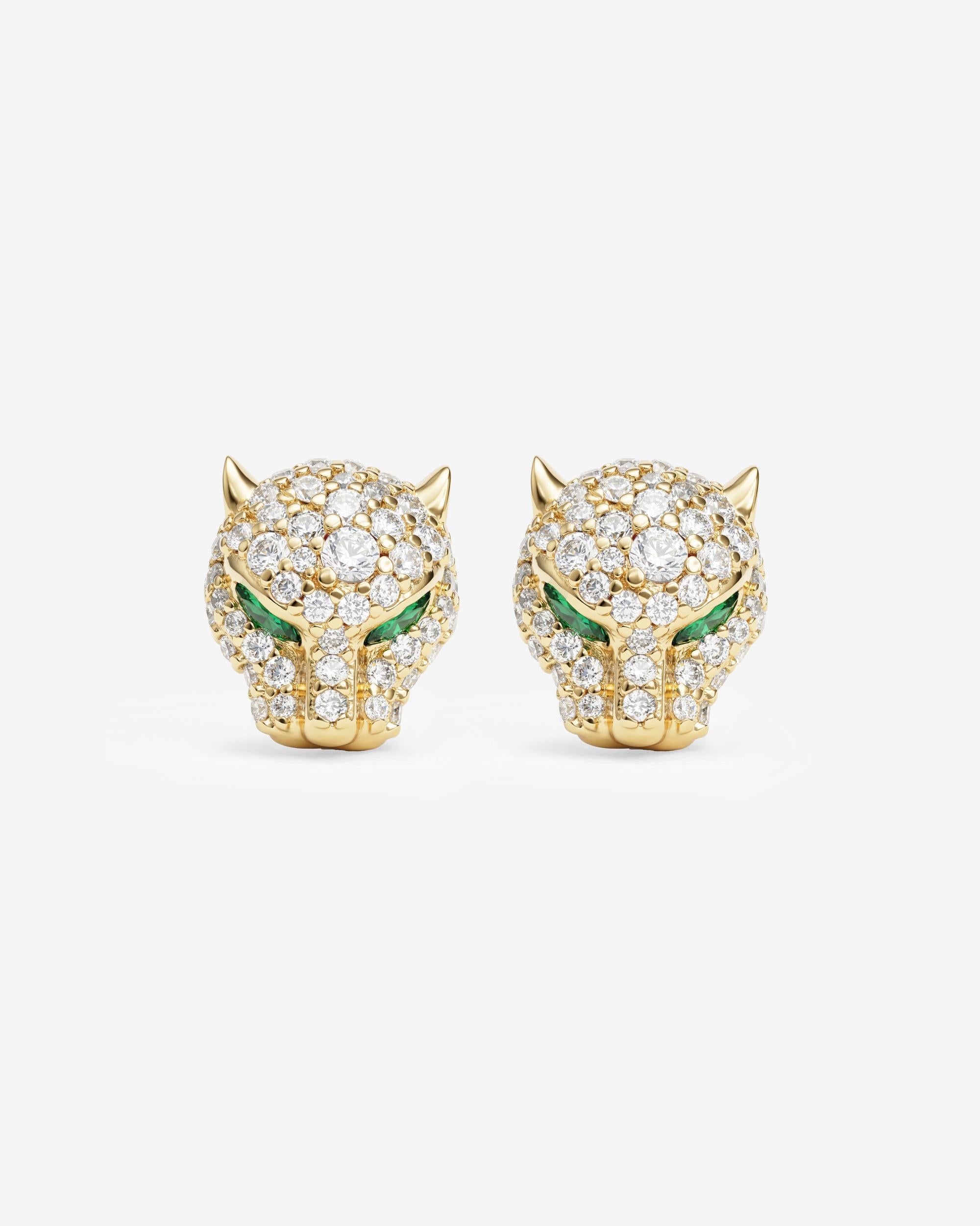 Jaguar Pavé Studs - Gold|White Diamondettes