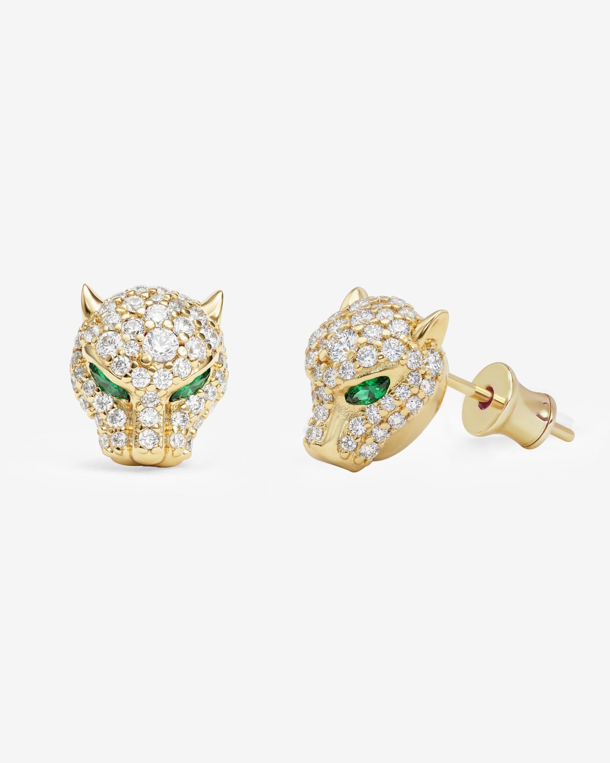 Jaguar Pavé Studs - Gold|White Diamondettes