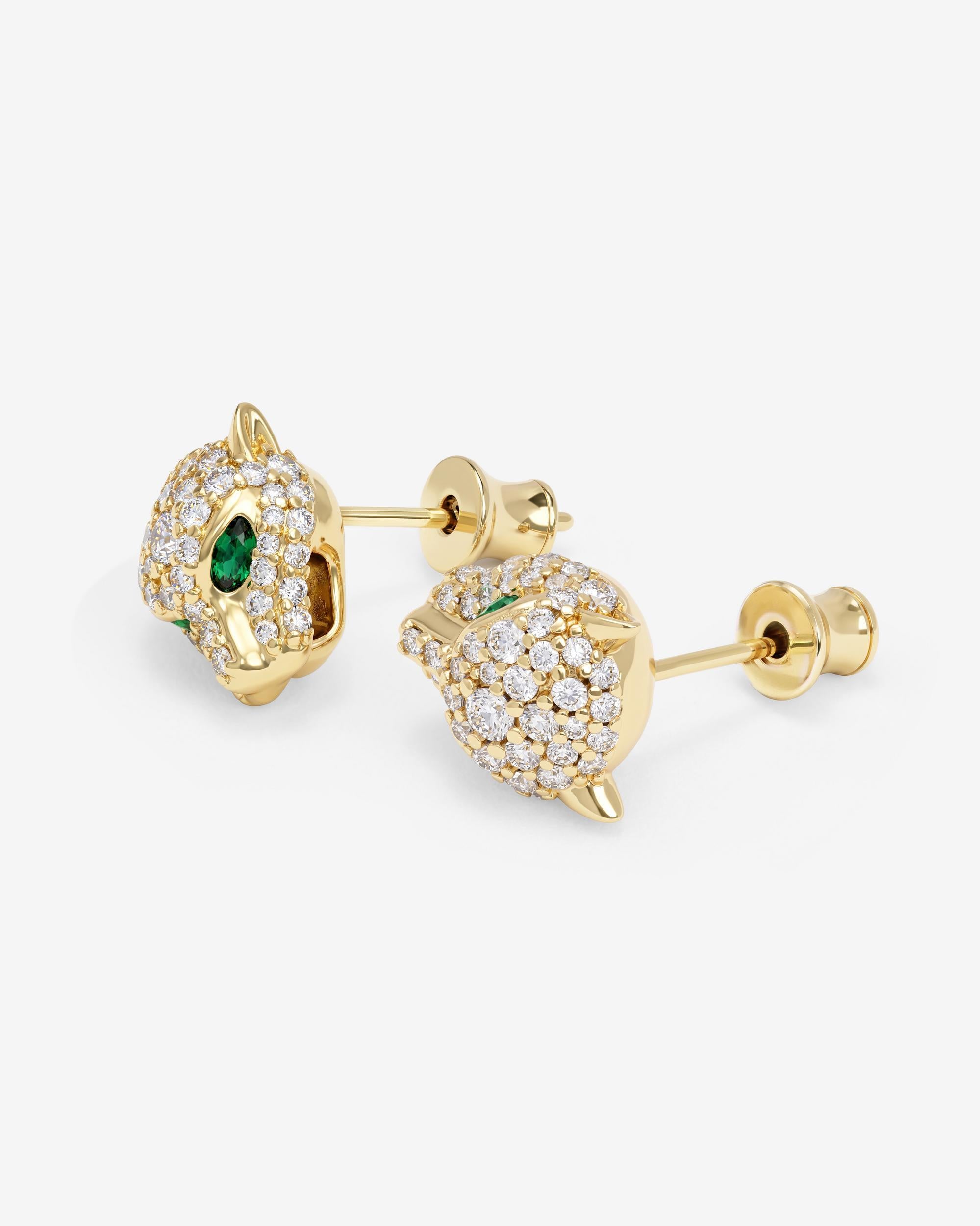 Jaguar Pavé Studs - Gold|White Diamondettes