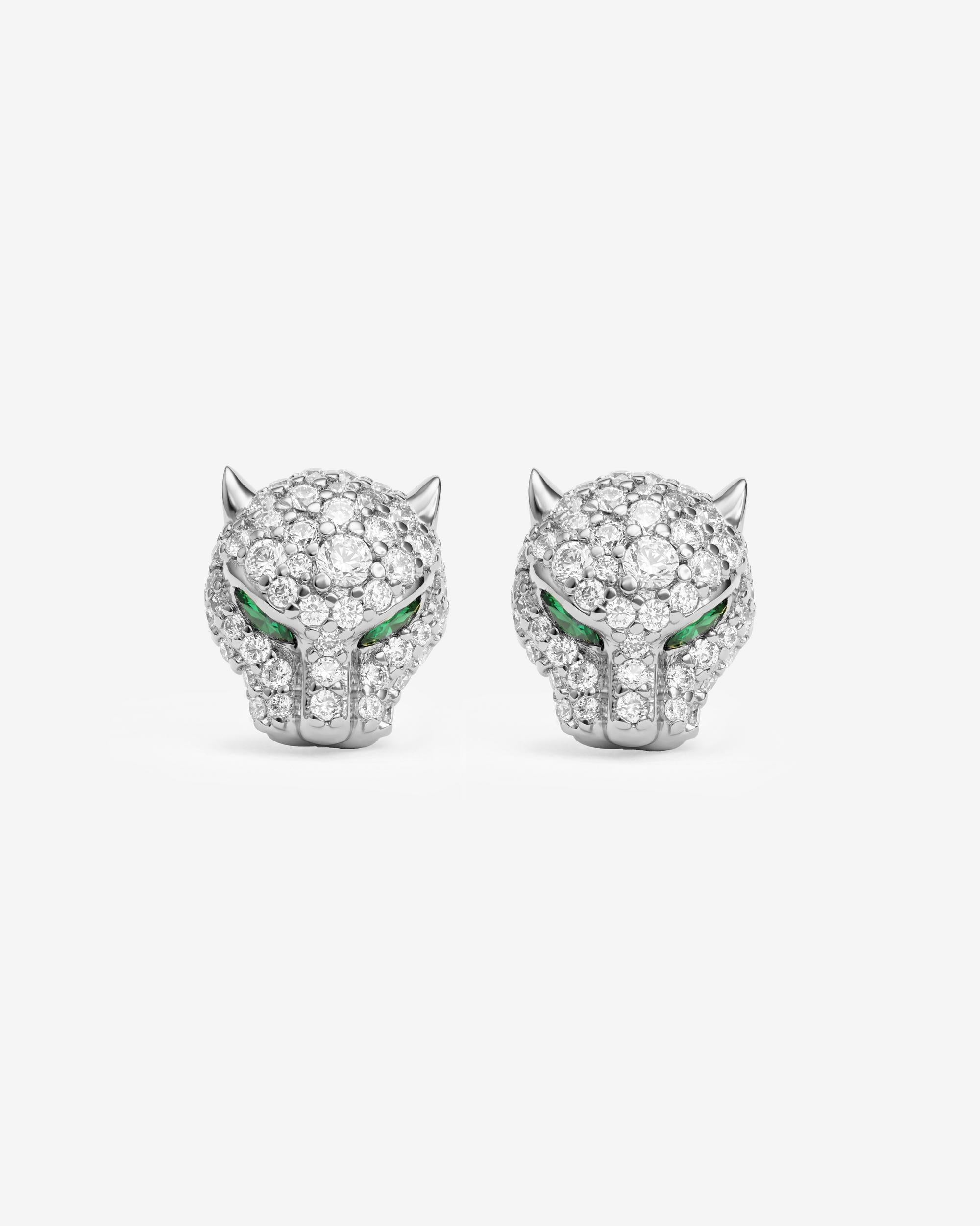 Jaguar Pavé Studs - Silver|White Diamondettes