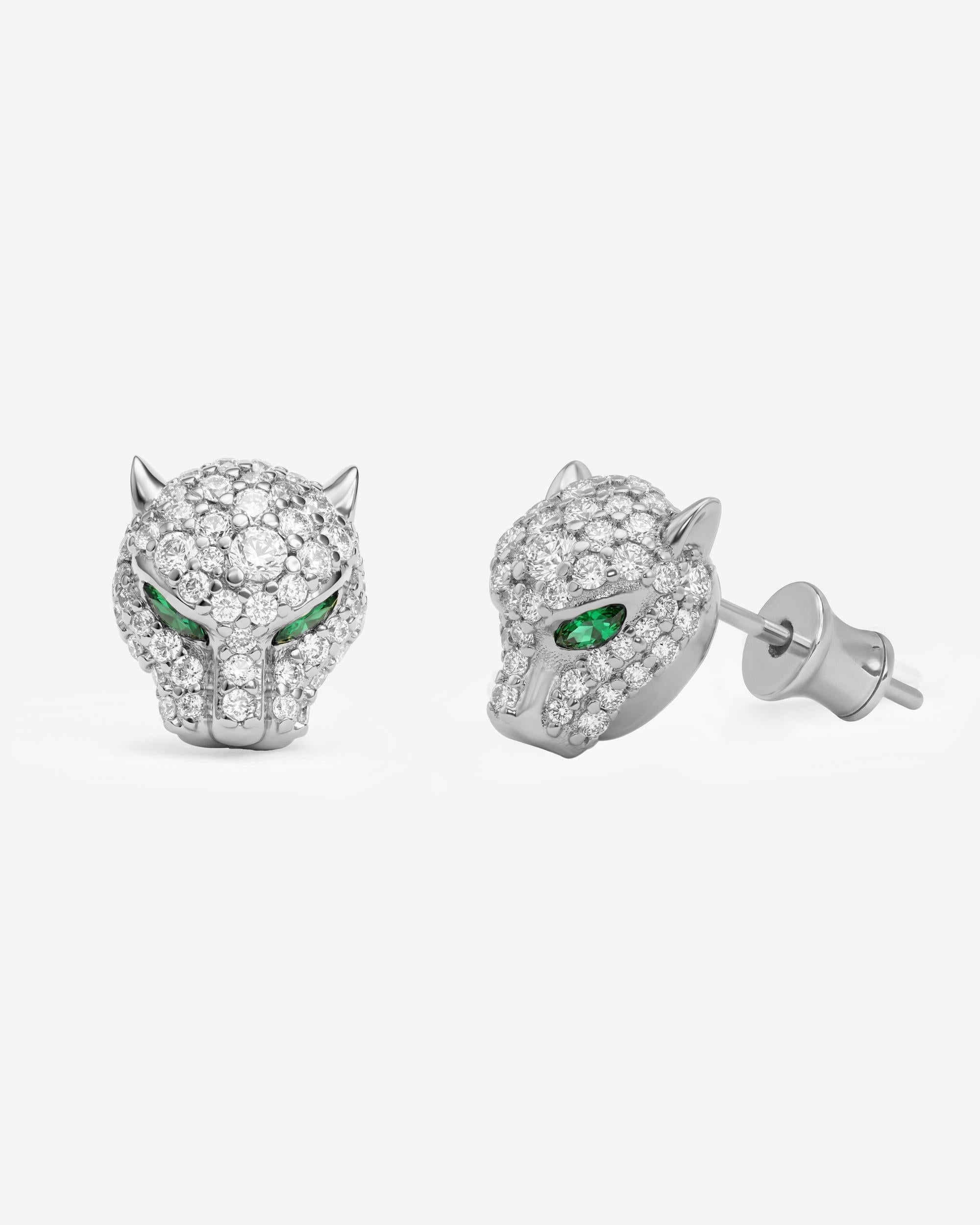 Jaguar Pavé Studs - Silver|White Diamondettes